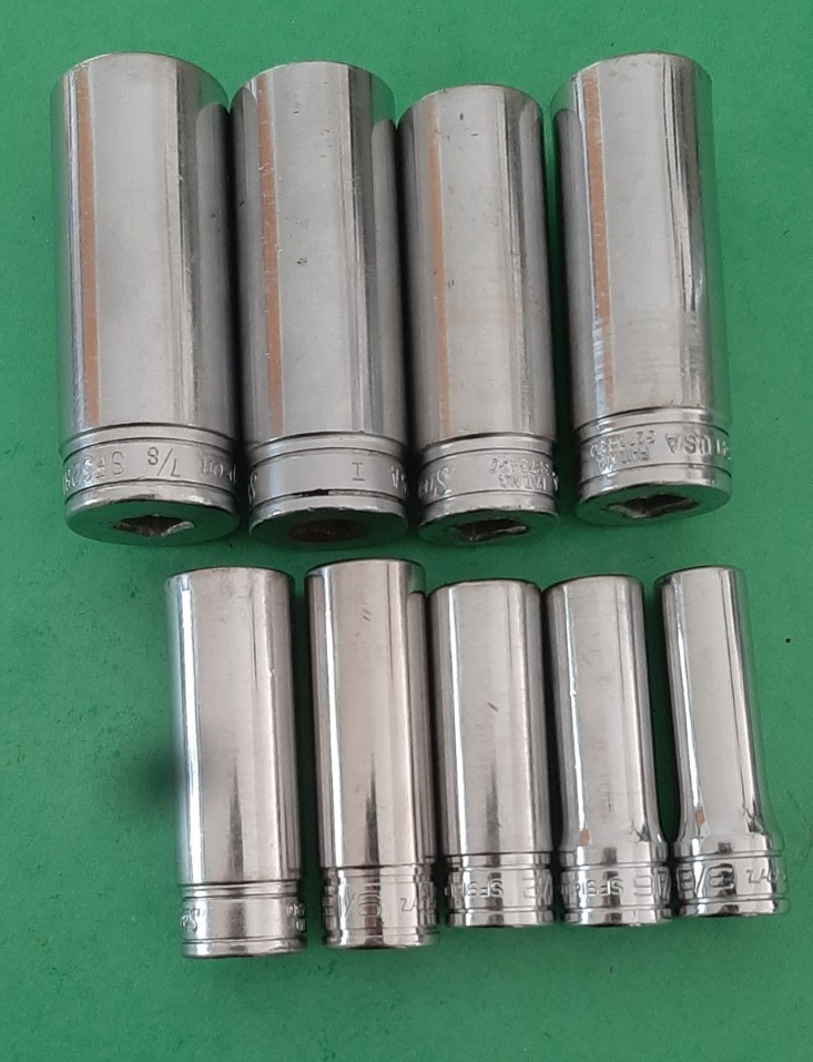 Snap-on 3/8″ Drive 9 PC 6pt Point Deep Socket Set 3/8″ to 7/8″ SFS121- SFS281