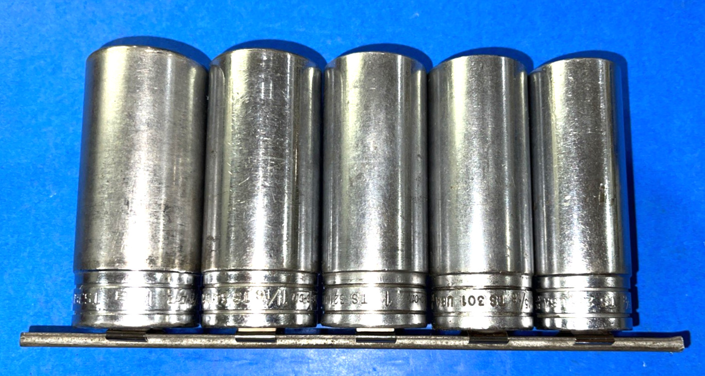 SNAP-ON TOOLS 13 PIECE 1/2 DRIVE SAE. DEEP CHROME SOCKET SET 6 POINT 313TSYA