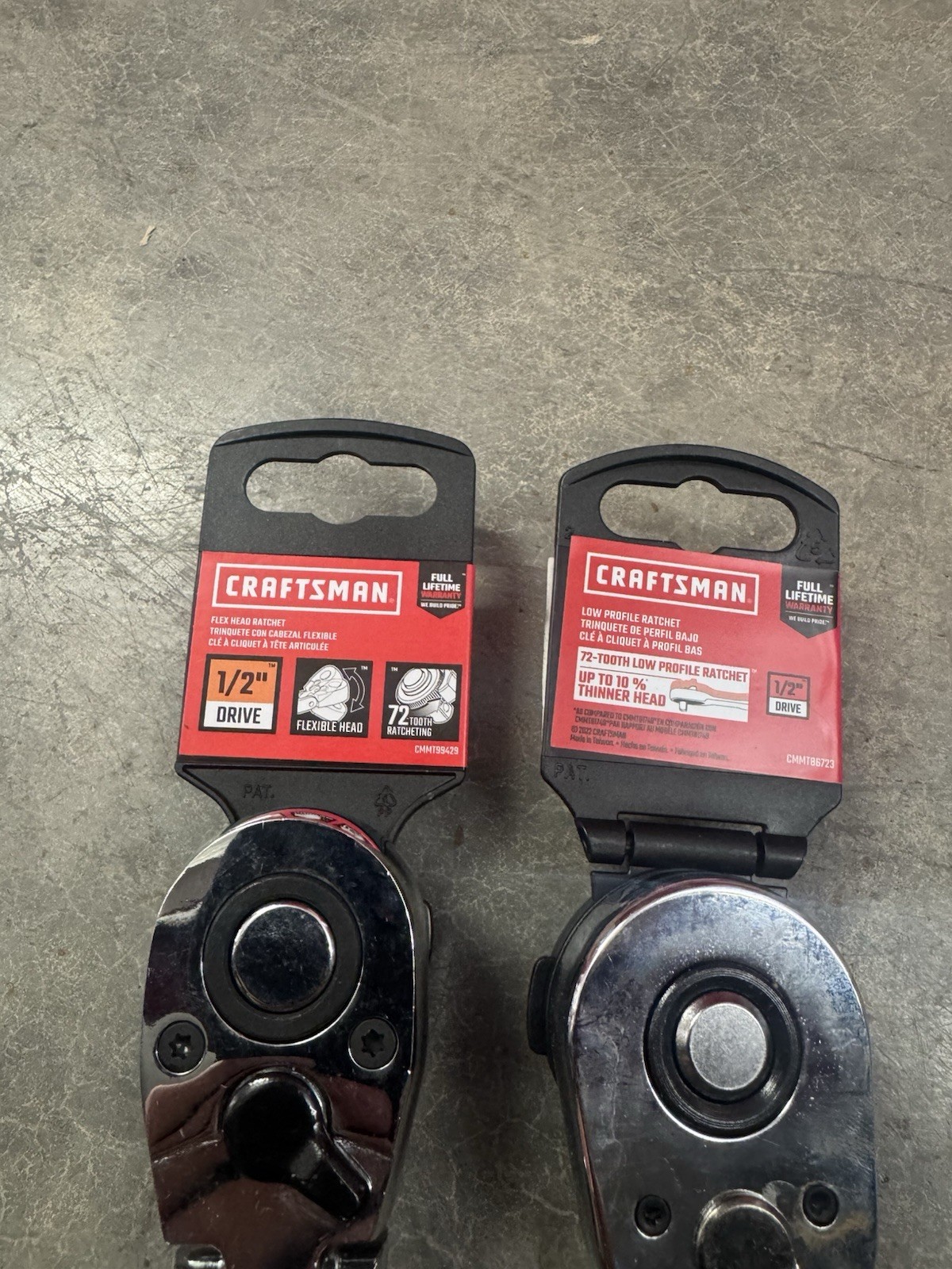 Craftsman 1/2 Flex Head Ratchet And Low Profile Ratchet Set