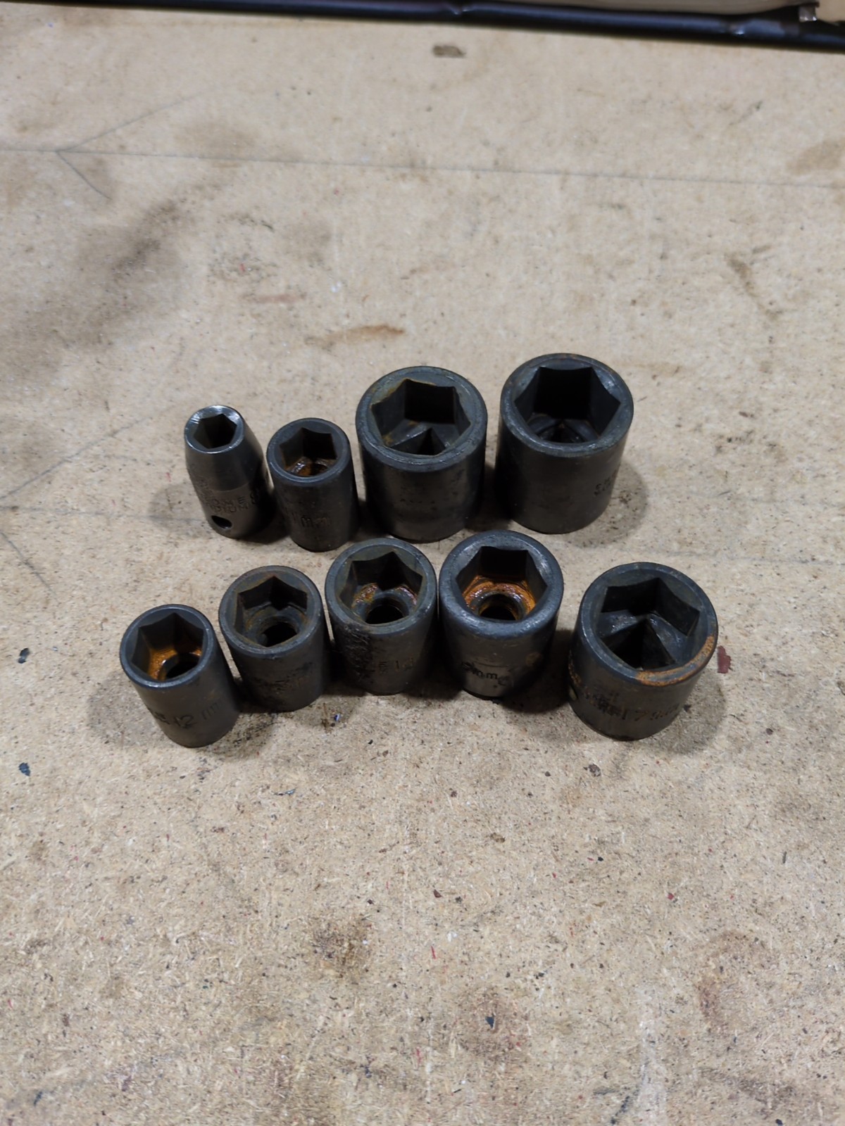 Various Size Impact Sockets 3/8 Drive Std. Depth Metric See List