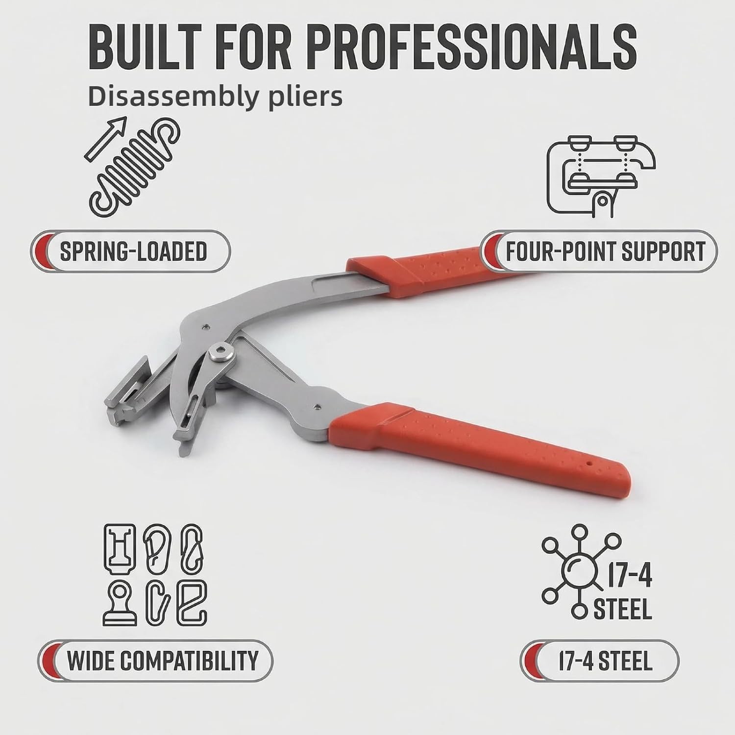 Car Clip Removal Pliers Steel Spring Loaded Fastener Remover Tool for Auto Trim