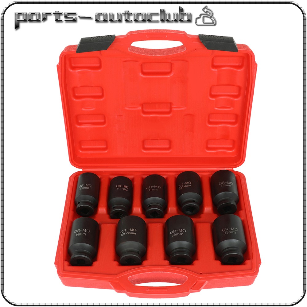 Deep Impact Socket Kit 1/2″ Drive Metric Axle Hub Nut Socket 29-38mm 9 PCS