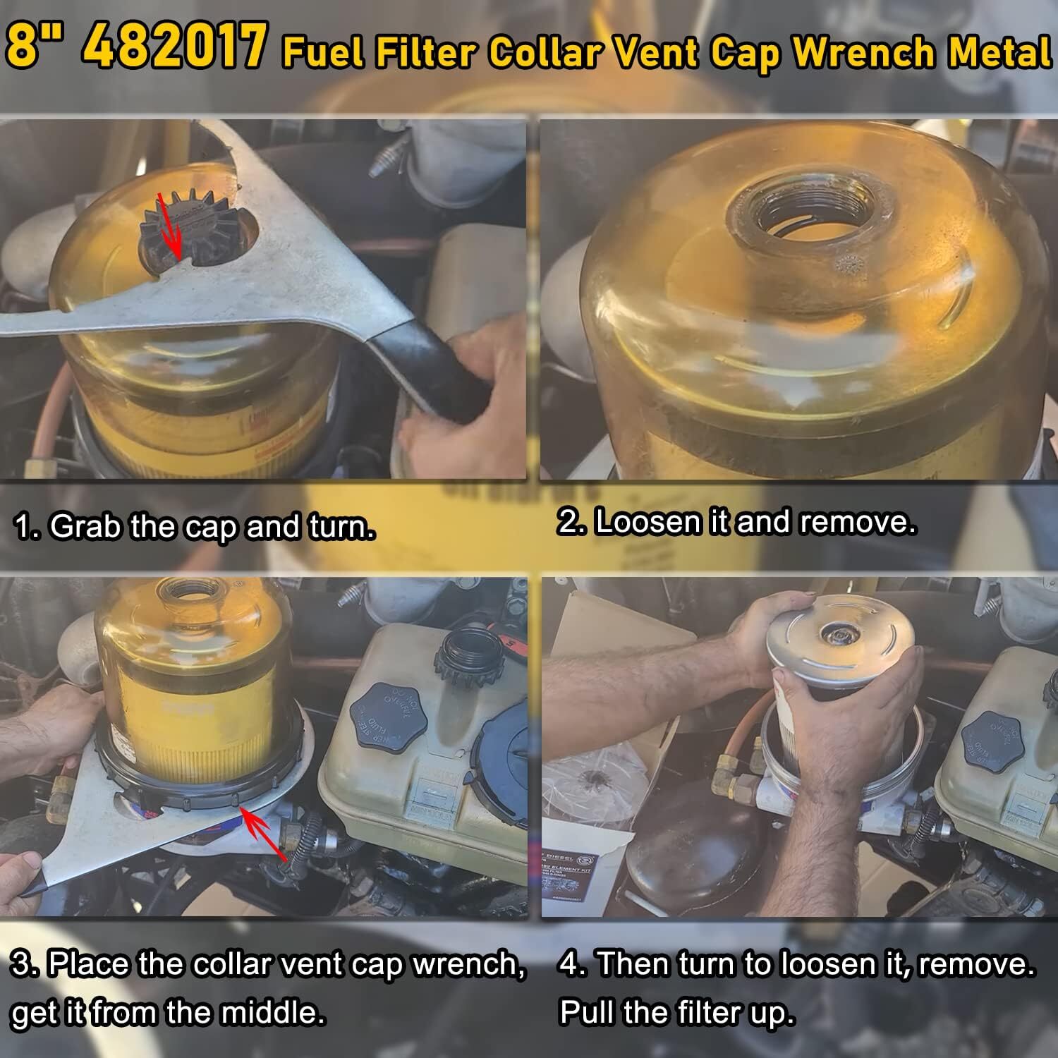 for Davco Fuel Pro 482, 483,485 8″ 482017 Oil Fuel Filter Collar Vent Cap Wrench
