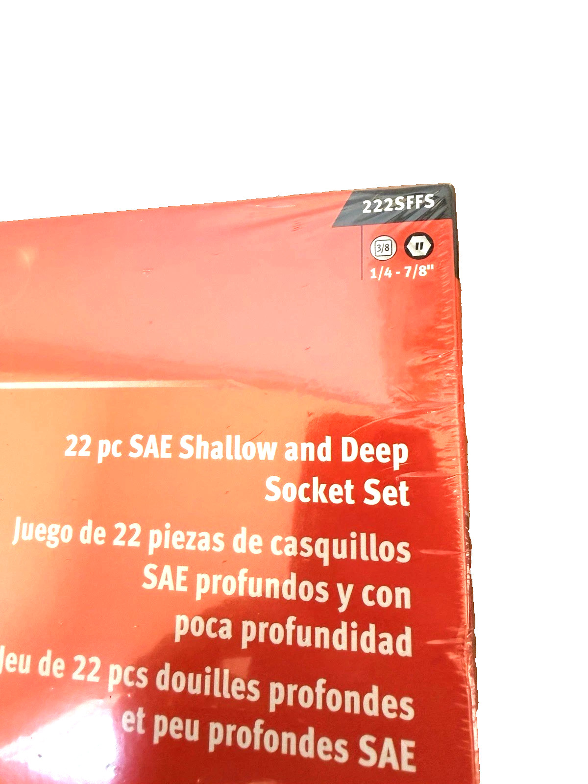 New Snap-on 3/8″ drive 1/4″ thru 7/8″ 22-pc 6-point Shallow Deep Socket 222SFFS