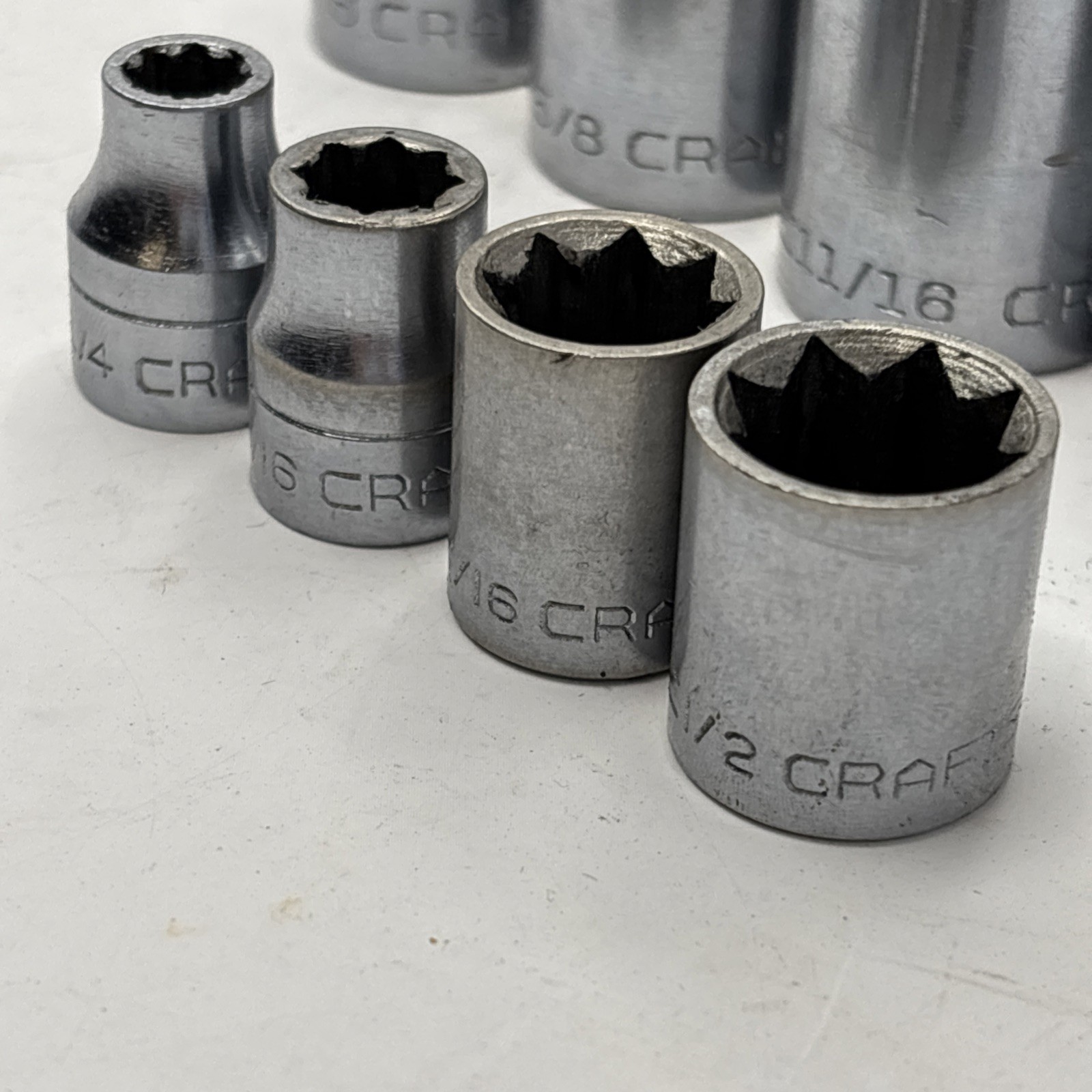 Craftsman Tools =V= SAE DOUBLE SQUARE Plug 8 Point Socket set master lot 8 pcs