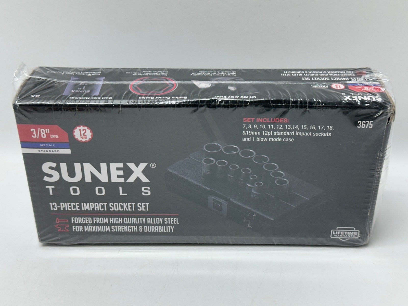 Sunex Tools 3675 13 Piece 7-19Mm 12 Point Set 3/8″ Drive