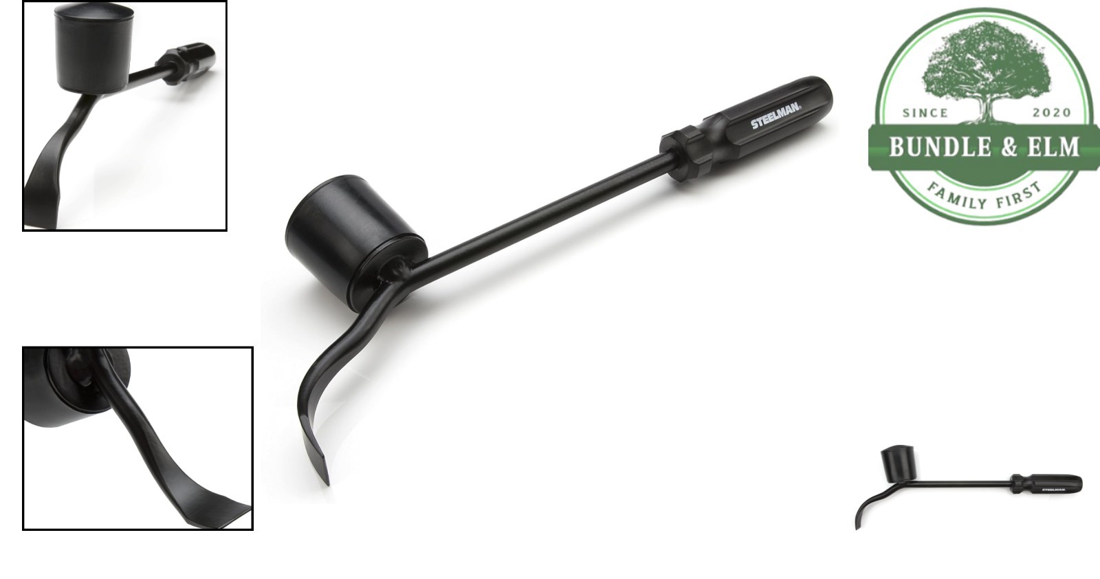 Steel Hubcap Removal Tool with Large Rubber Hammer Face for Auto Mechanics