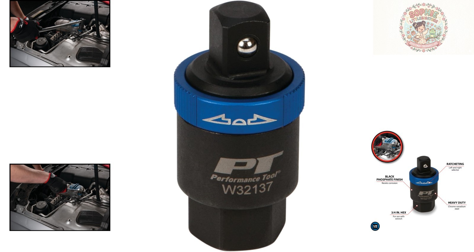 W32137 Ratcheting Adapter – Reversible Thumbwheel Mechanism, Heavy Duty