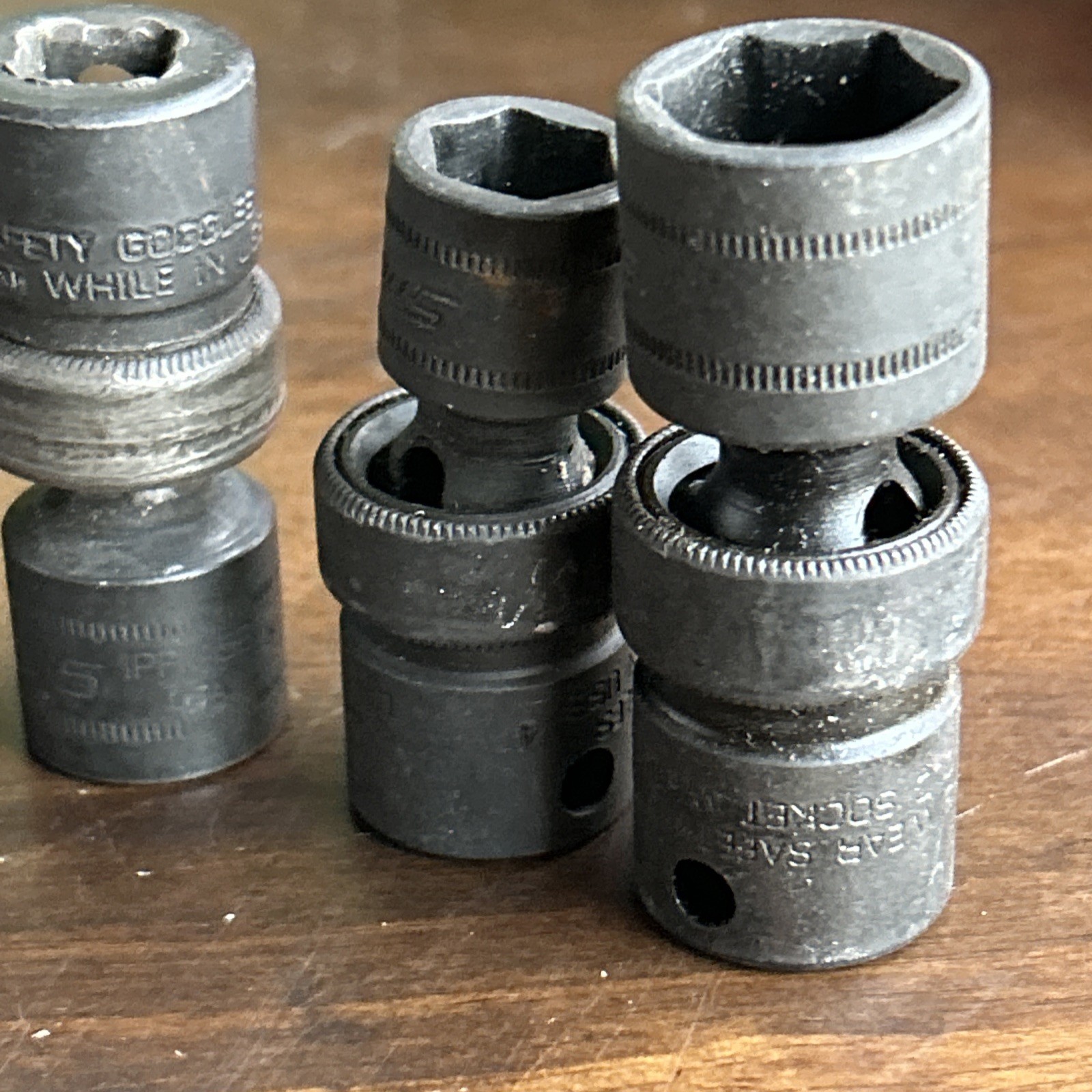 Snap On IPFM10B, 10,12,13,14,15,17,18 MM Swivel Joint Impact Socket Lot Of 7