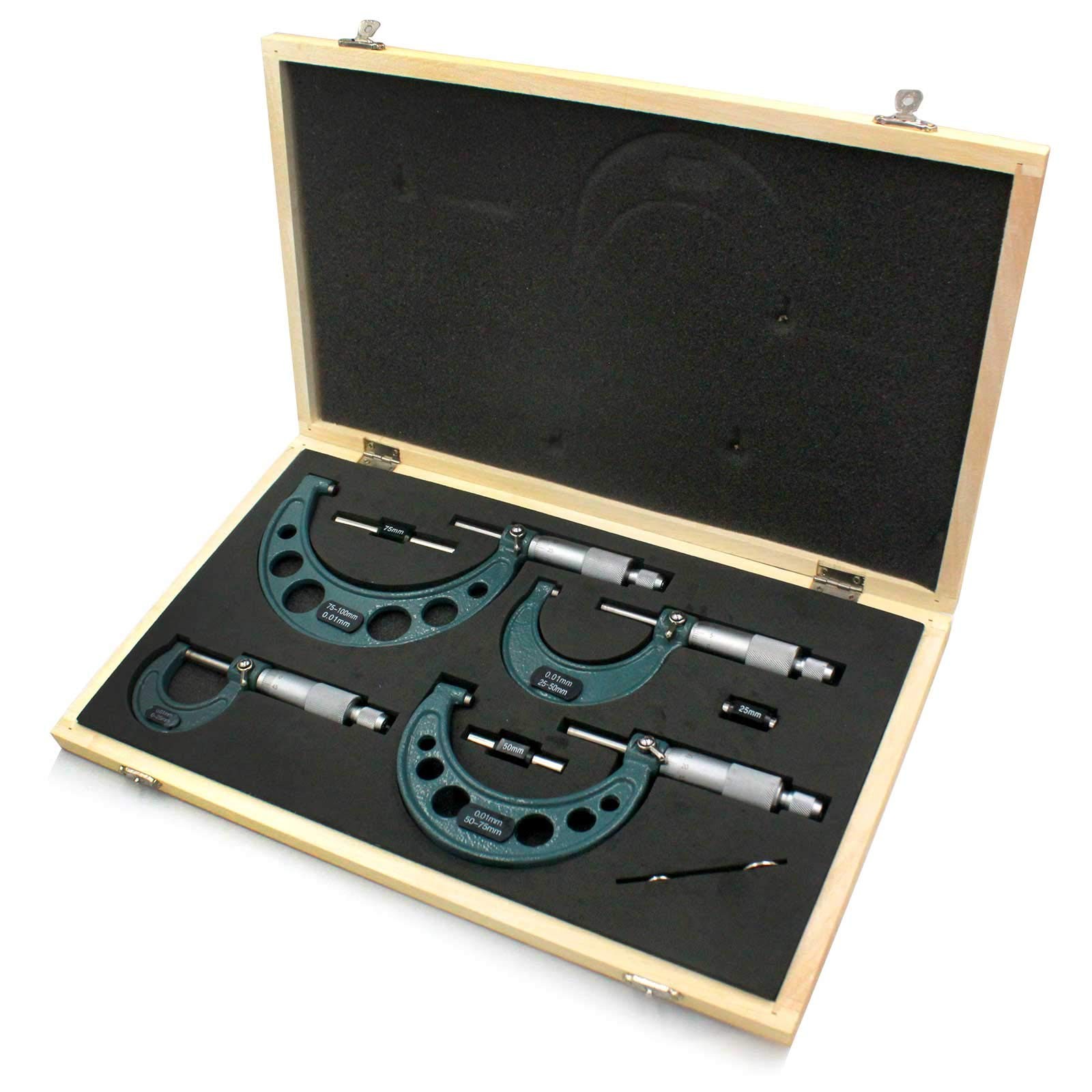 Premium Outside Micrometer Set 0-100mm/0.01mm Precision Machinist Tool…