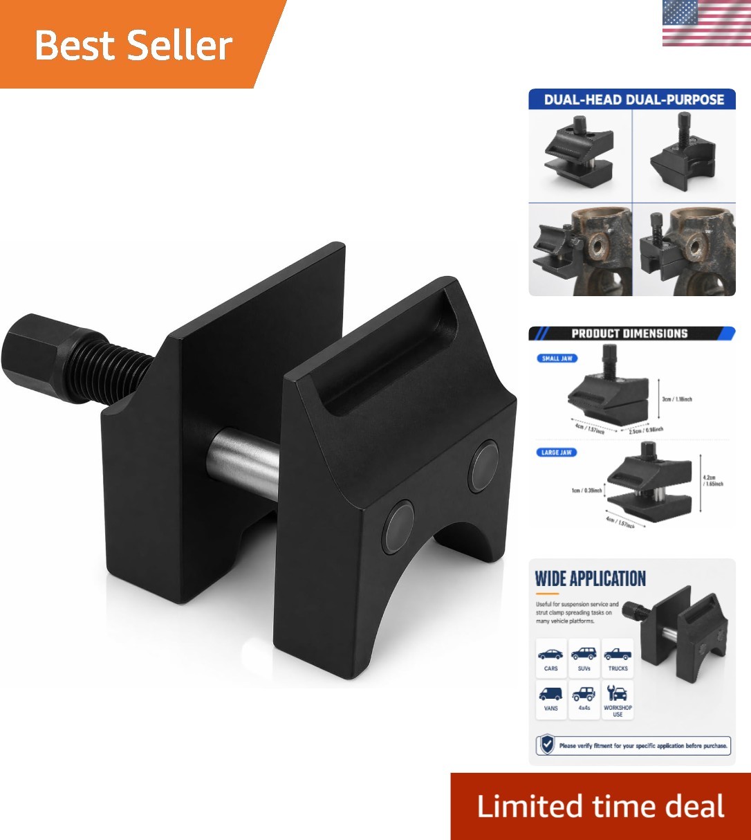 Dual-End Strut Spreader Tool for Efficient Suspension Repair across Major Brands