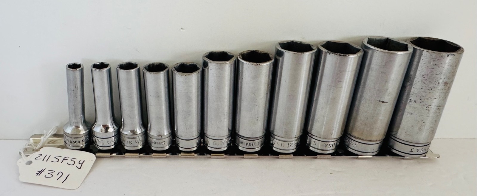 Snap On Tools 211SFSY 11pc 3/8” DR. Deep Well 6pt Socket Set 1/4″-7/8″ #371