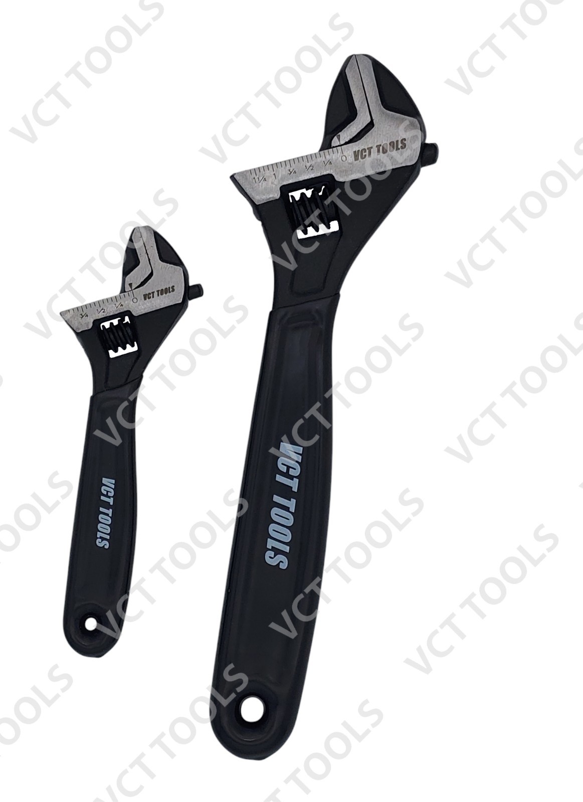 2PC Wide Jaw Adjustable Wrench Set 6″ & 10″ Metric & SAE Heavy-Duty Steel