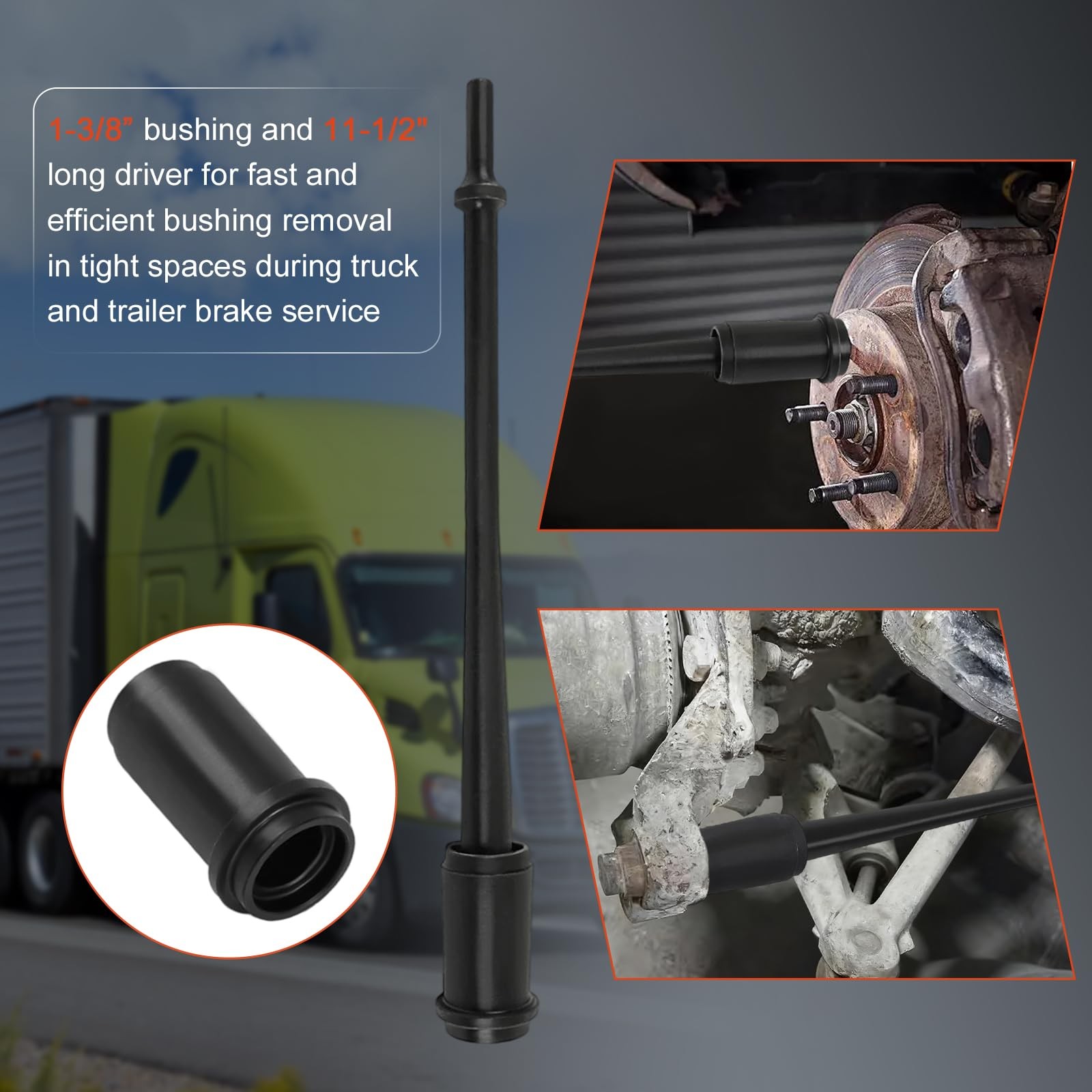 CRIDENG Anchor Pin Bushing Driver for 1-3/8” bushing and 11-1/2″ long, Black