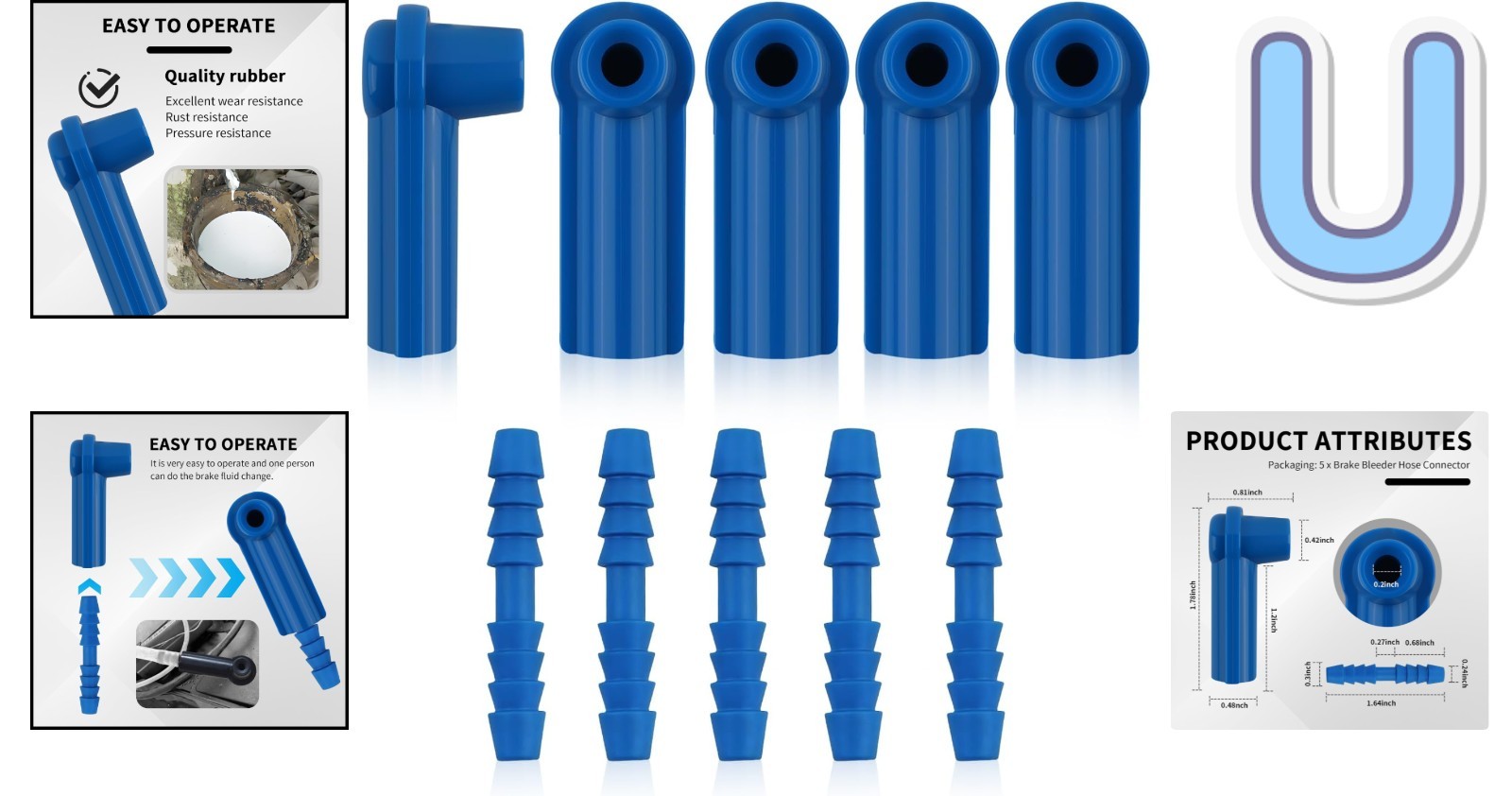 Quick Change 5PCS Brake Bleeder Connectors – Compatible with Most Vehicles