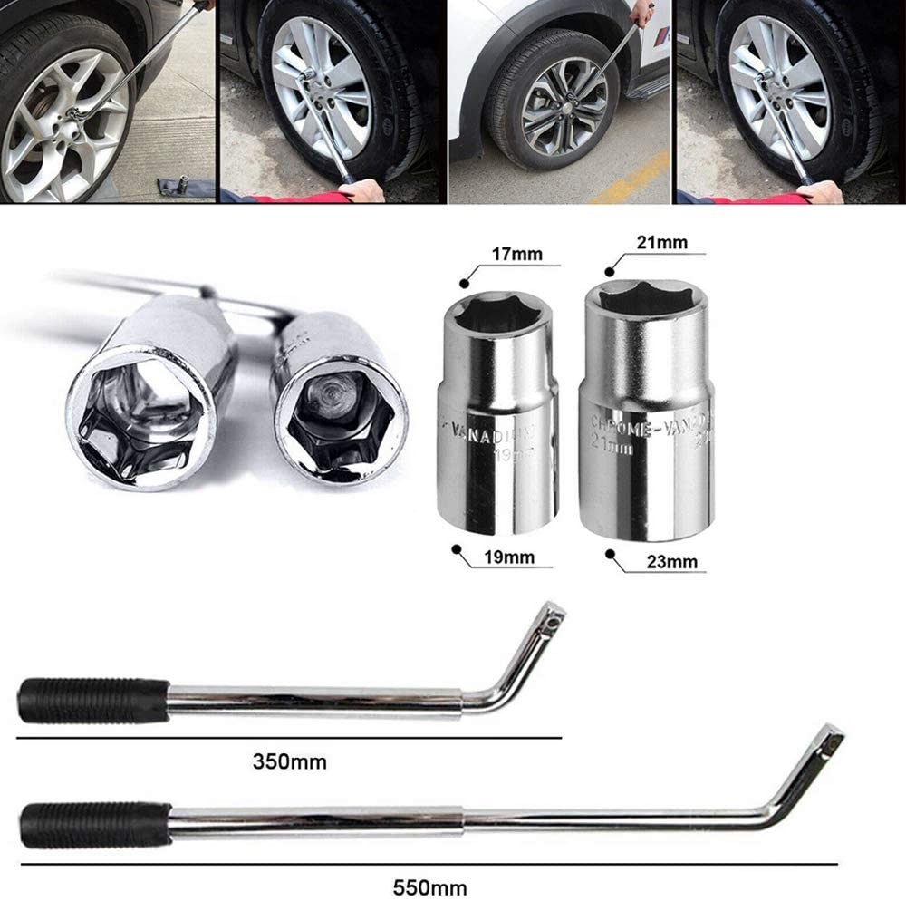 Telescoping Lug Wrench Wheel Tire Lug Wrench With Sockets 17mm 19mm 21mm 23mm US