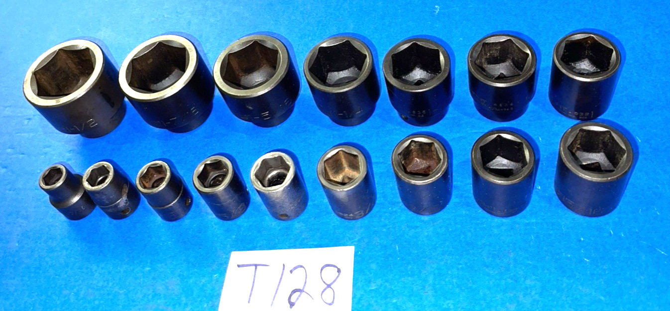 WRIGHT TOOLS 16 PIECE 1/2 DRIVE SAE. SHORT IMPACT SOCKET SET 7/16 TO 1-1/2