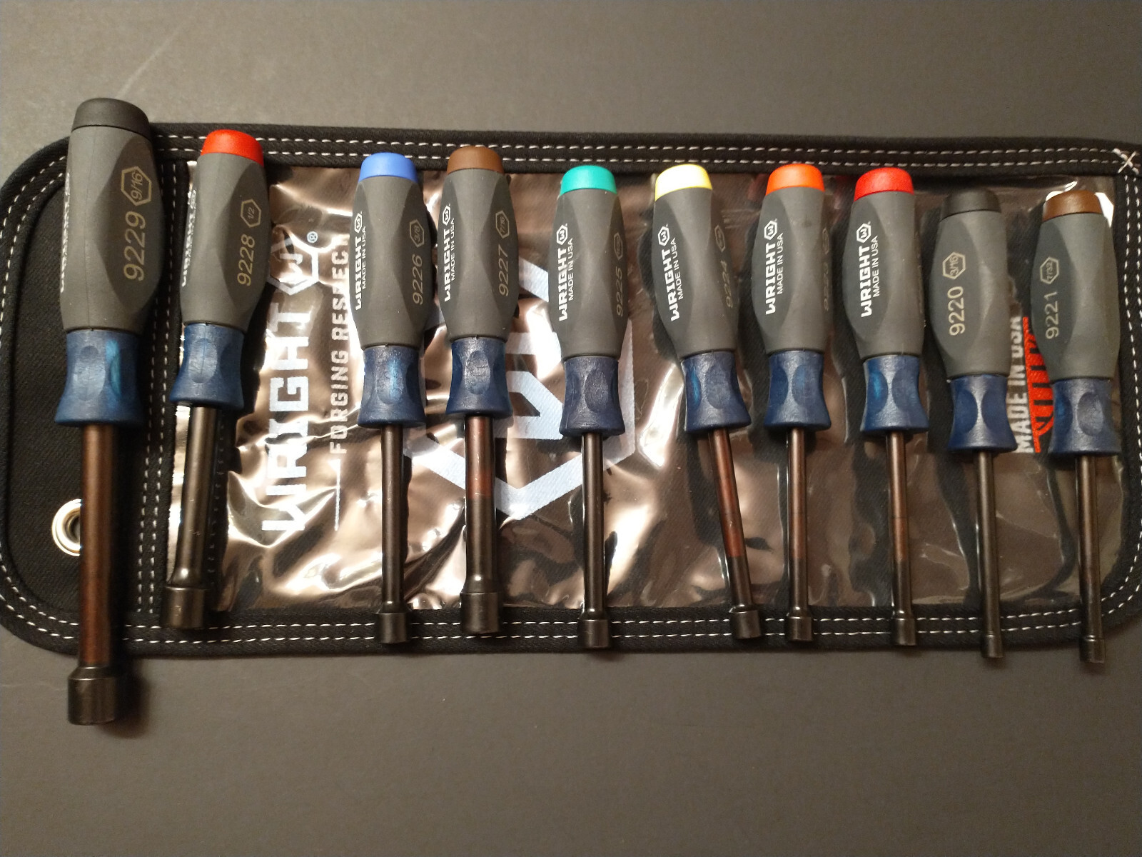 Wright 9214 – 10 Pc Cushion Grip H.D Nut Driver Set 3/16 – 9/16 w Canvas Pouch