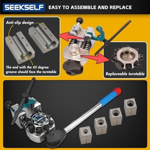 Brake Line Flaring Tool Kit for 45° Single Double Bubble Flares 3/16-3/8in