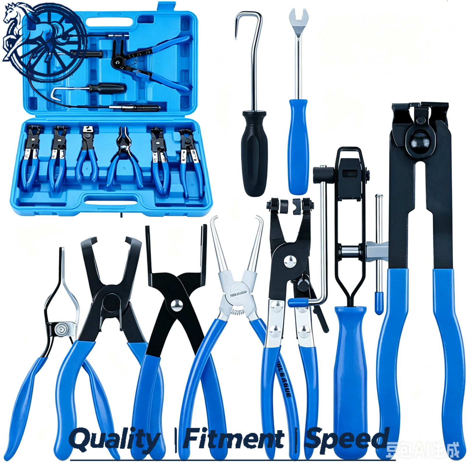 10Pc Hose Clamp Clip Remover Pliers Wire Long Reach Kit Fuel Oil Water Hose Tool