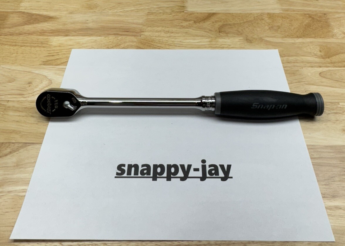 Snap-on Tools USA NEW 3/8″ Drive DARK TITANIUM Soft Grip LONG Ratchet FHL80DT