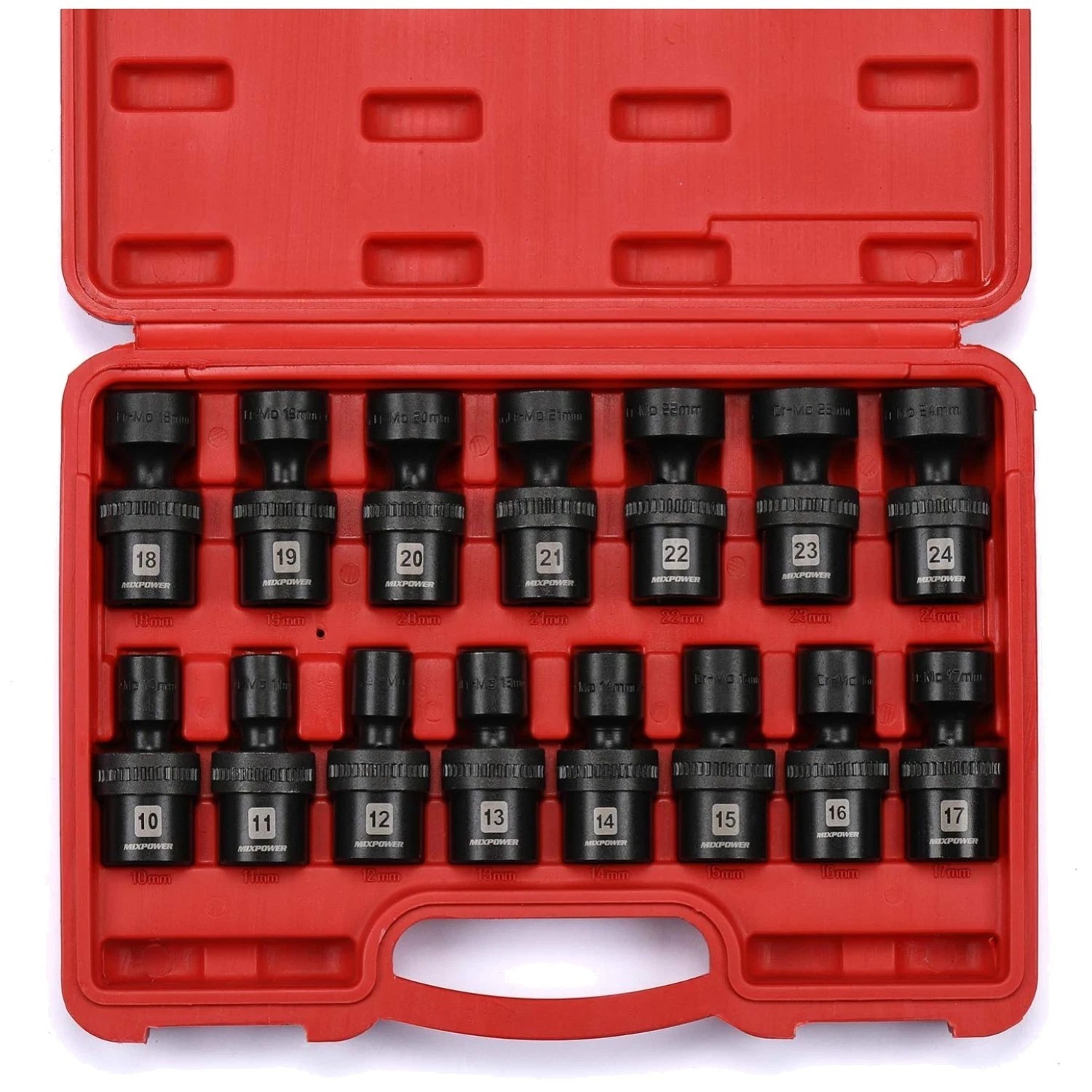 15-Piece Universal Impact Socket Set, Metric, Swivel Socket