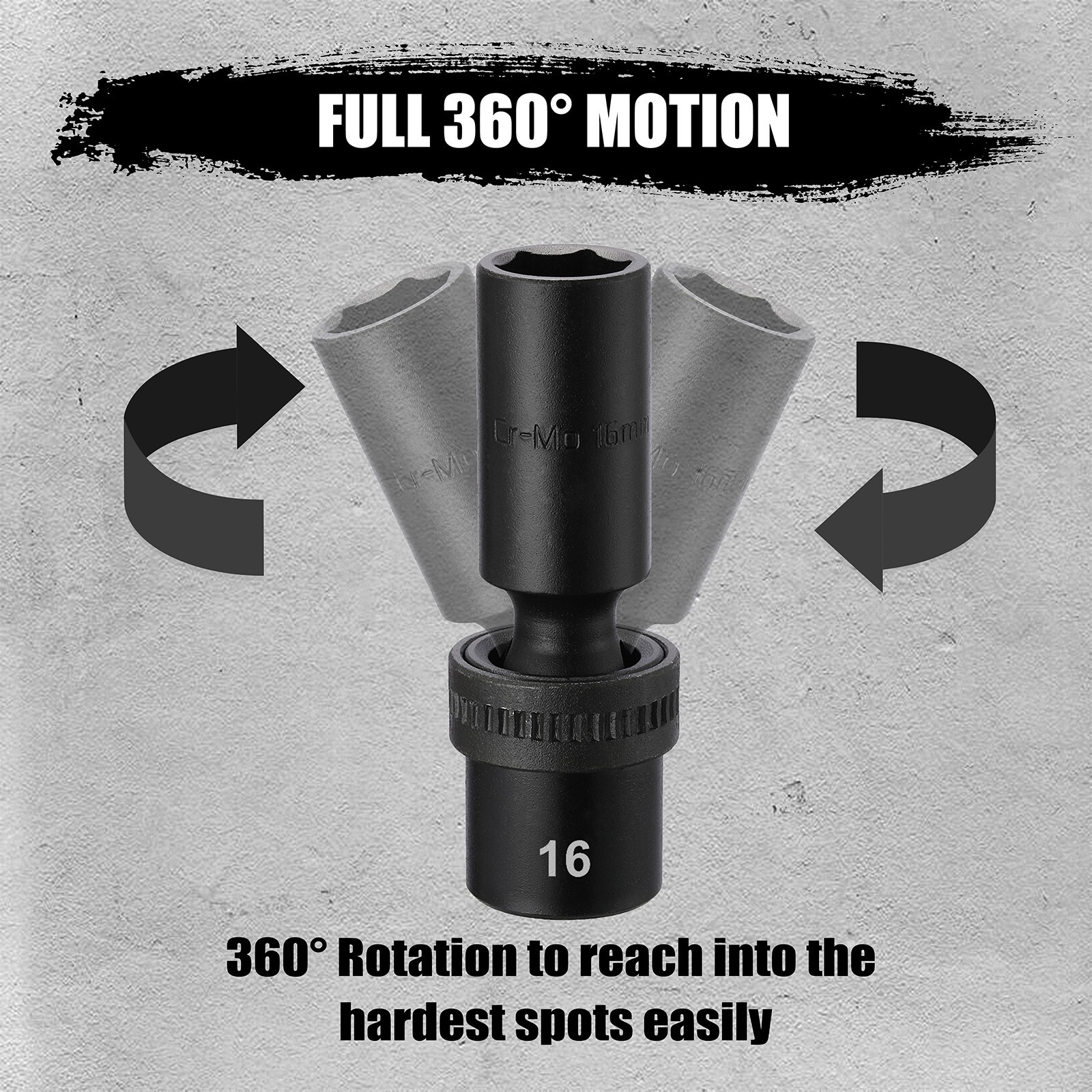 10 Piece 1/2″Drive 6 Point Universal Deep Impact Socket Set, Metric, 10mm – 19mm
