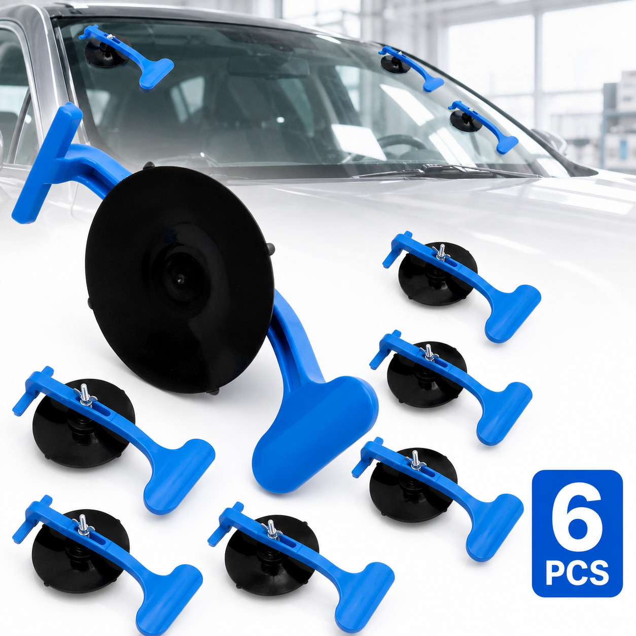 6PCS Suction Cup Clamp Kit for Car Windshield Glass Holder Repair Installation