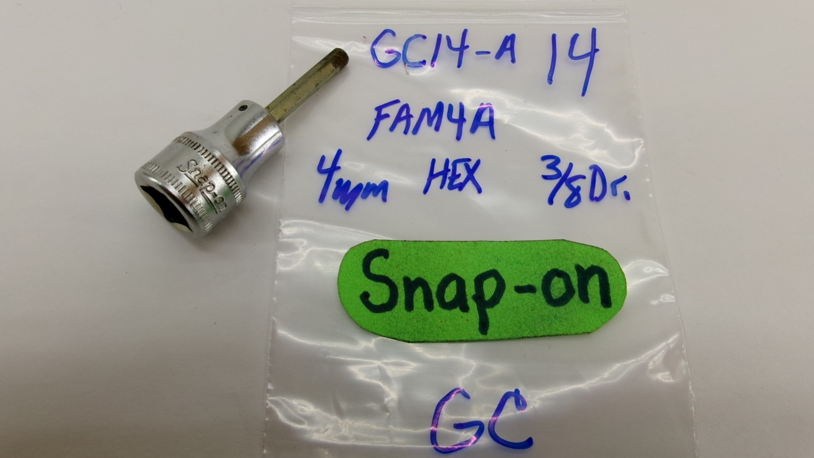 Snap-on tools USA metric 3/8″ drive 4mm Standard Hex Bit Socket FAM4A Nice!