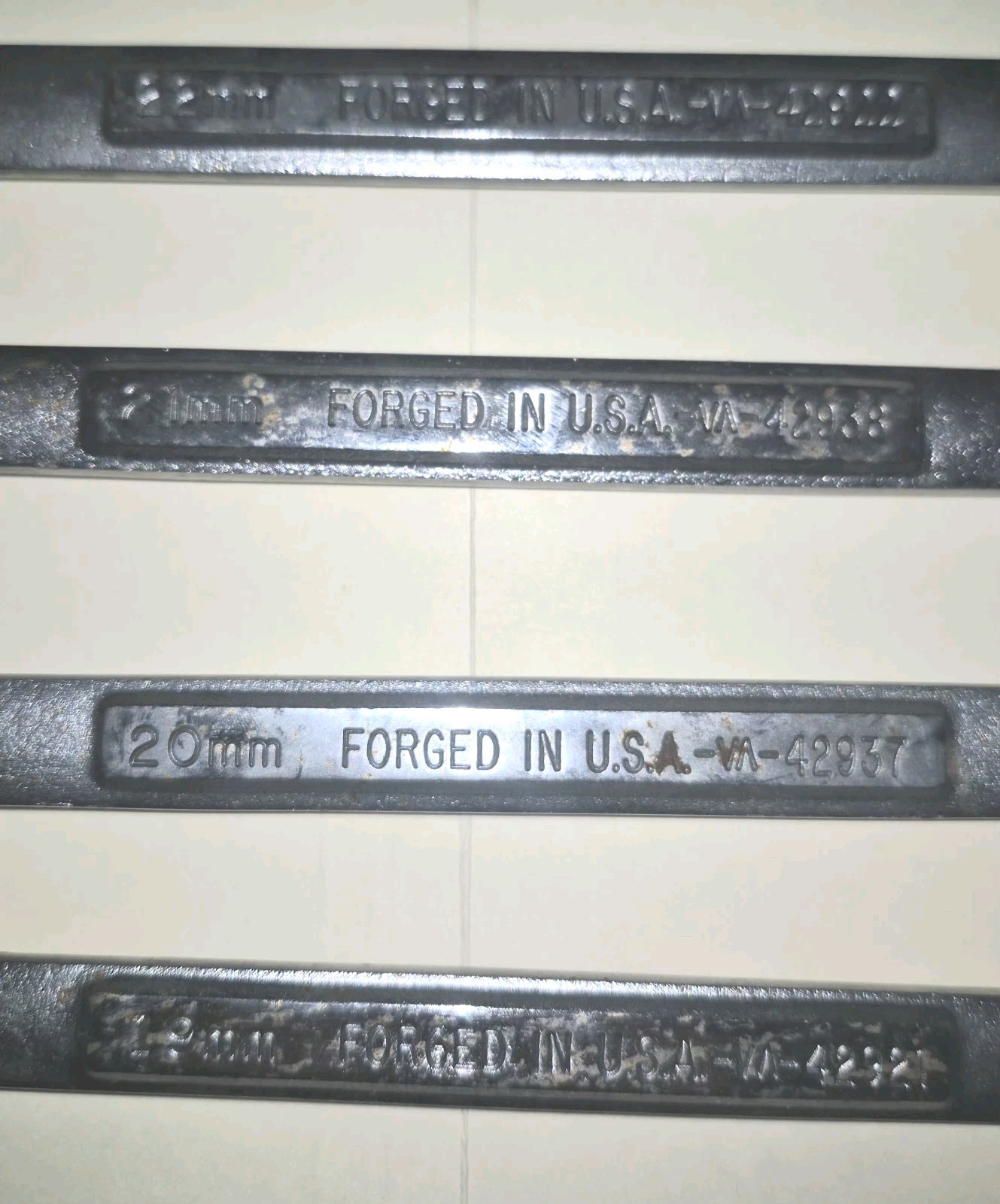 4 Pcs Vnt Craftman USA VA 19MM-20MM 21MM & 22MM 12 point Combination Wrench Lot