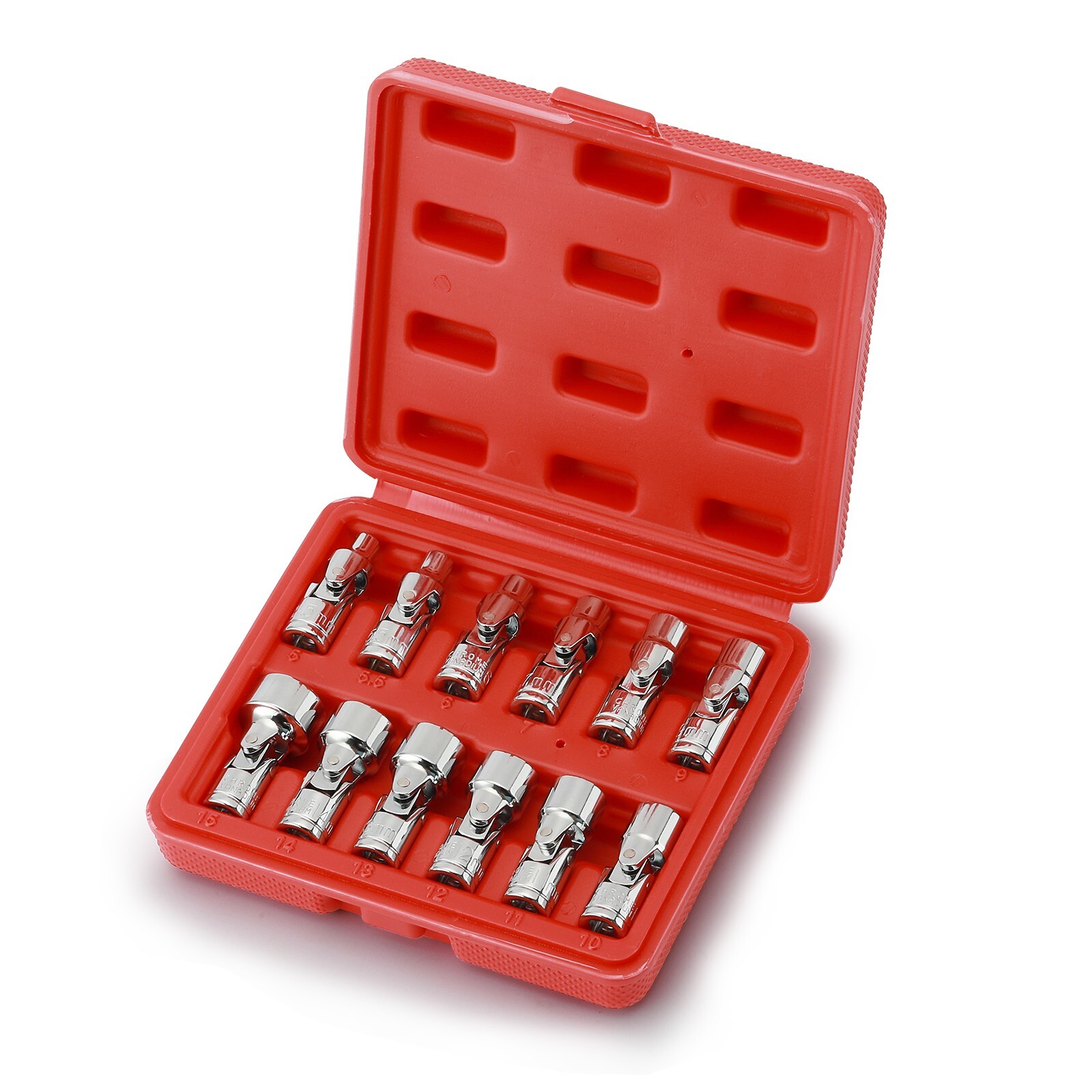 12 pieces 1/4″ Drive Metric Universal Joint Impact Socket Set, Swivel Head, CR-V