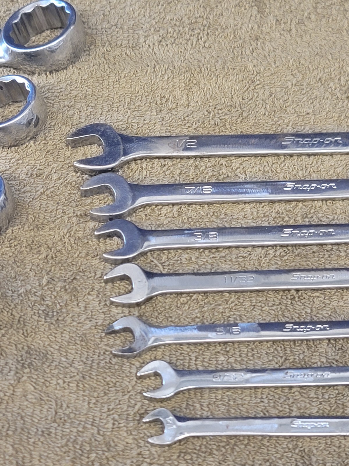 Snap on OEX Combination Wrench Set Sae 1″ 7/8 13/16 3/4 11/16 5/8 9/16 1/2 3/8
