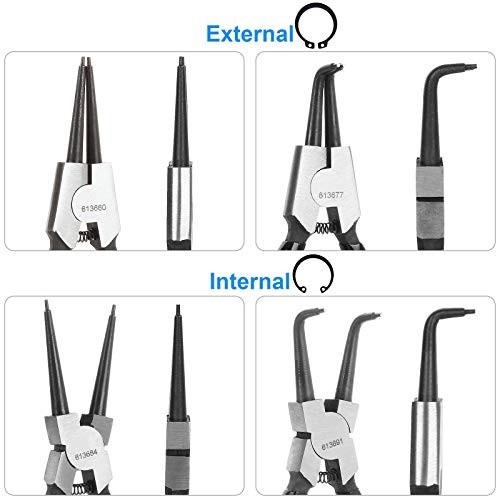 7″ Snap Ring Pliers Set – Heavy Duty Internal/External Circlip Kit, Precision Sp