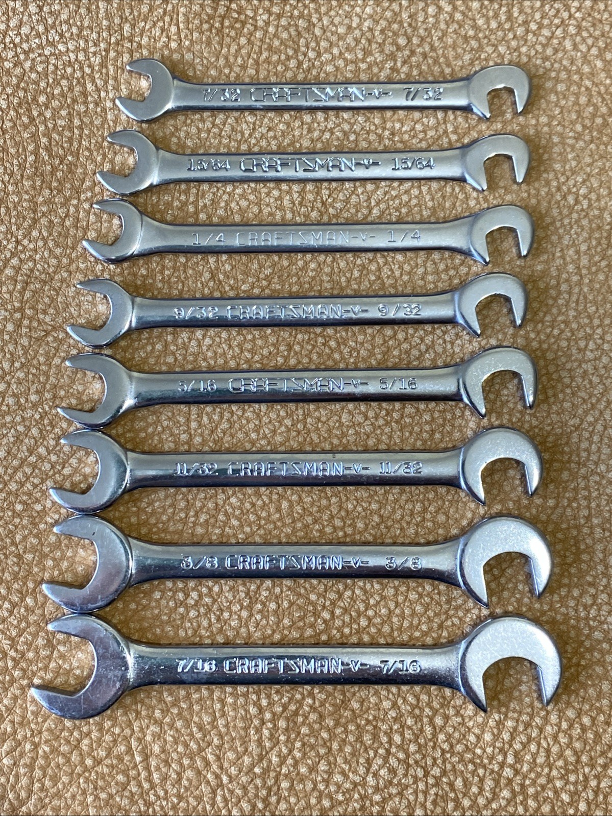 Craftsman 4306 V-Series SAE 8pc. Open End Ignition Wrench Set Vintage CROWN LOGO