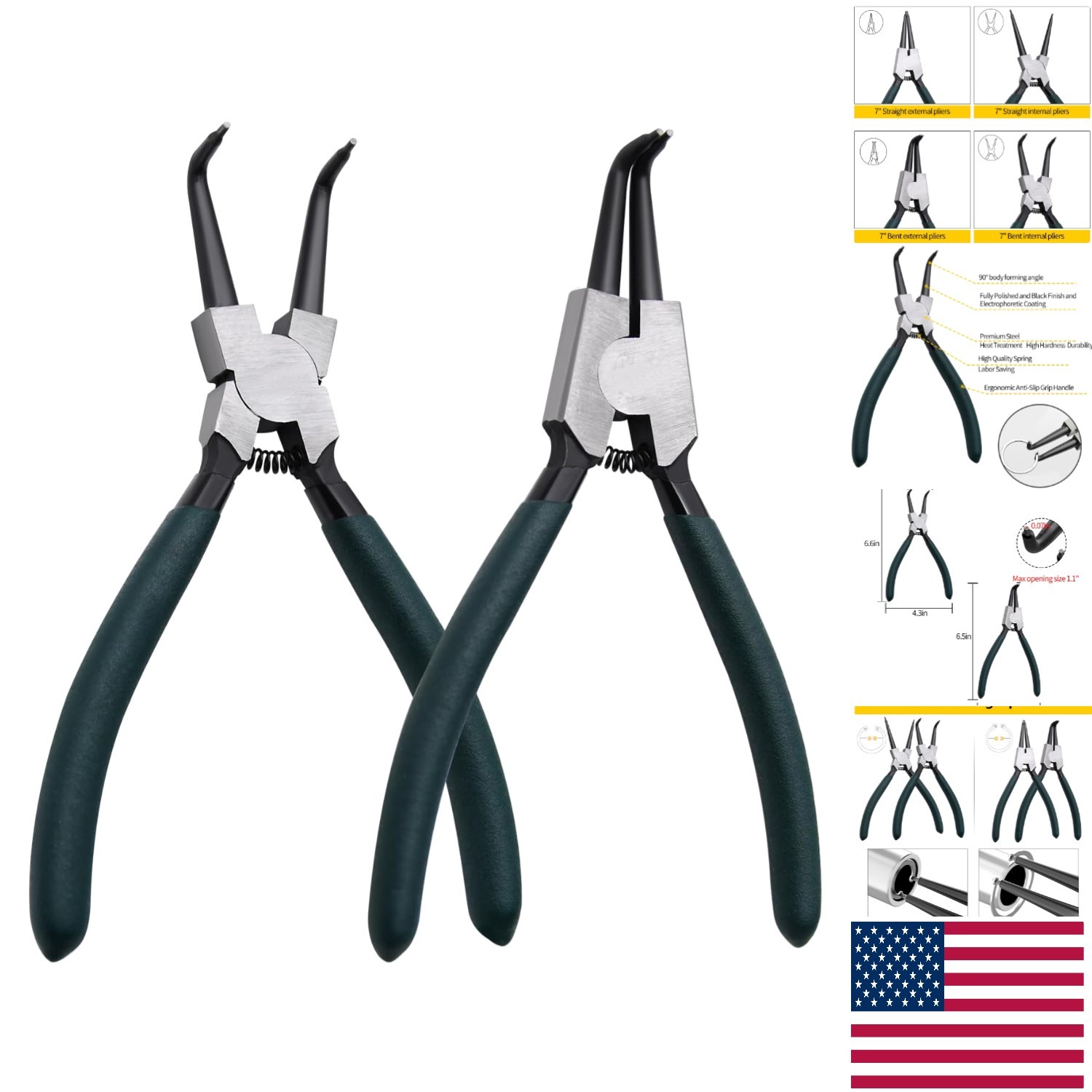 7″ Internal/External Circlip Pliers Set – Precision Spring-Loaded Tools