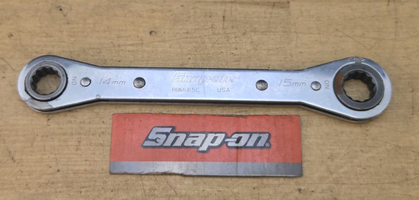 Snap On RBM1415C – 14mm X 15mm Flat 12 Pt Ratcheting Double Box End Wrench