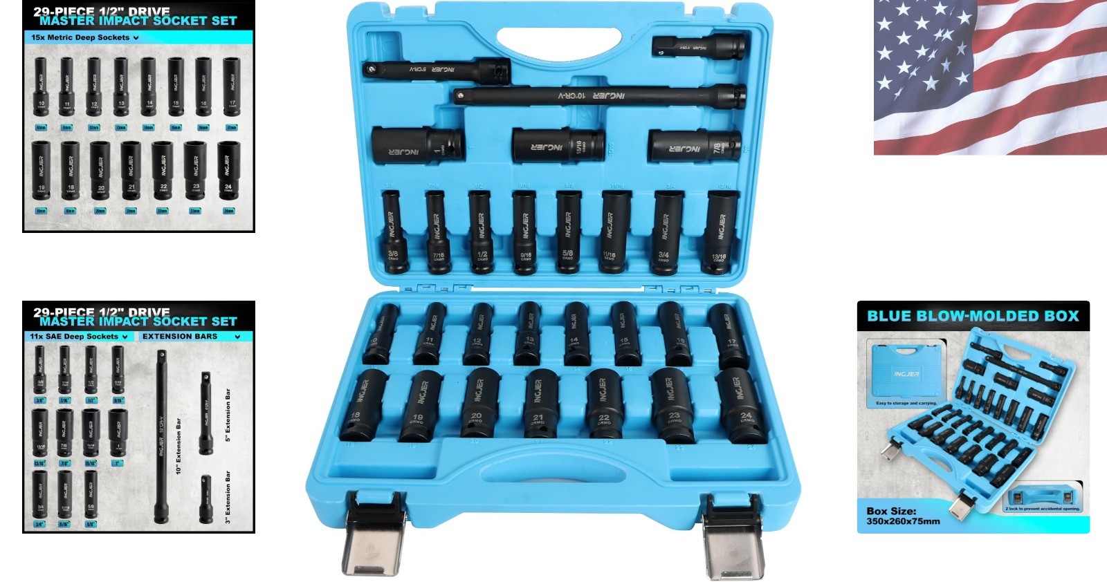 CR-MO Steel 29PCS Impact Socket Set with Universal Joint & Case – Reliable