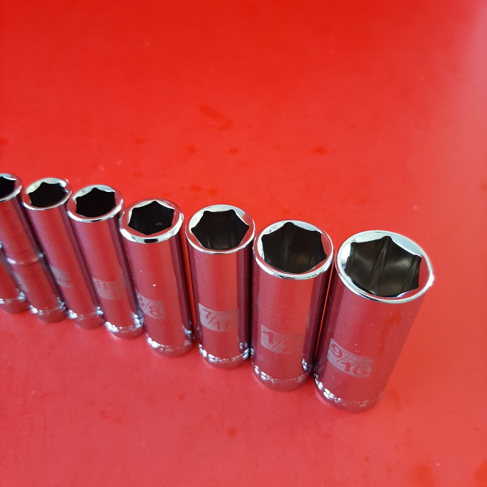 New Craftsman Easy Read 10 Piece 1/4 Drive SAE 6 PT Deep Socket Set 3/16-9/16″