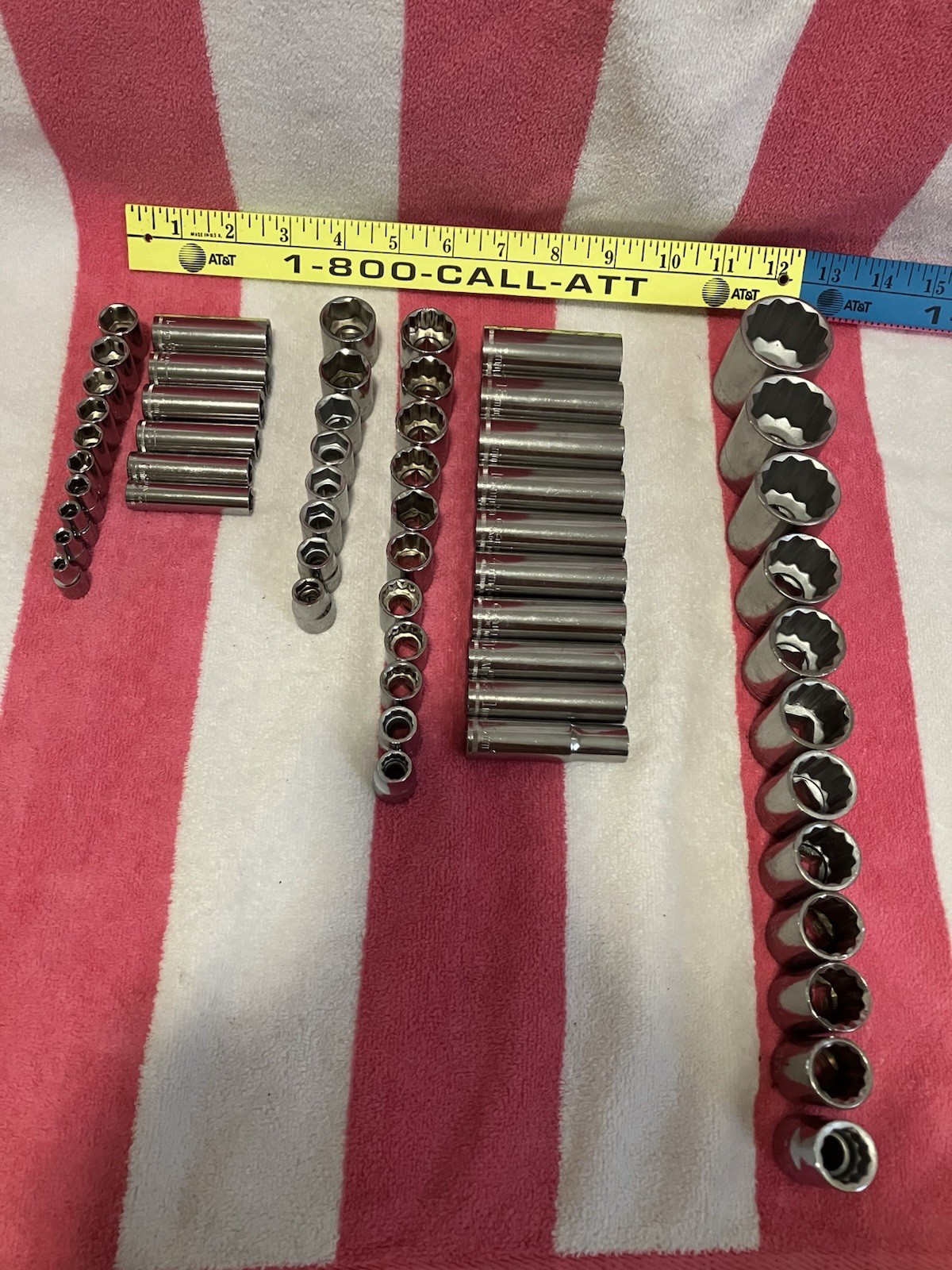 Craftsman USA 58pc Metric 3/8, 1/2, 1/4 Drive Socket Set Lot Vintage 6pt & 12pt