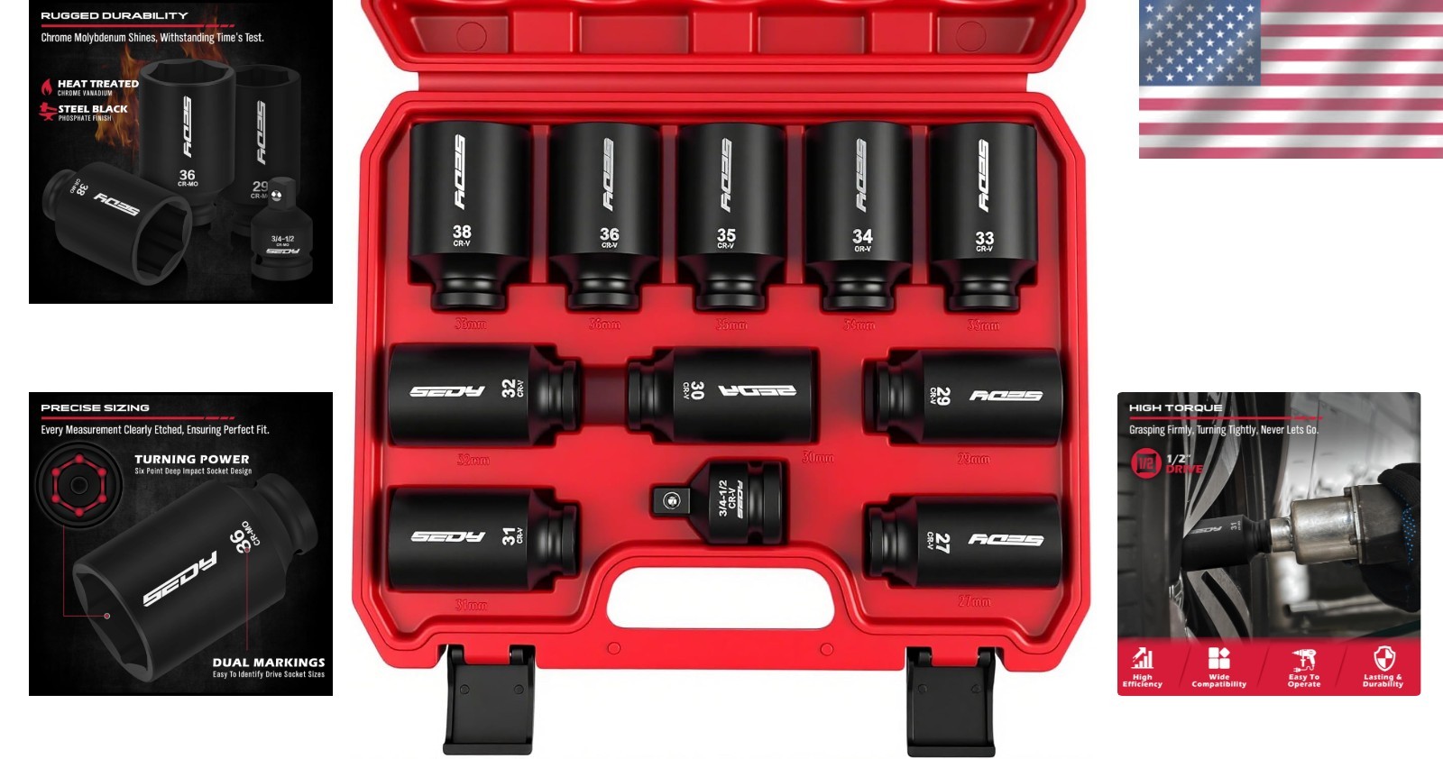 11-Piece High Torque Impact Socket Set | Durable Metric Sizes for Professionals
