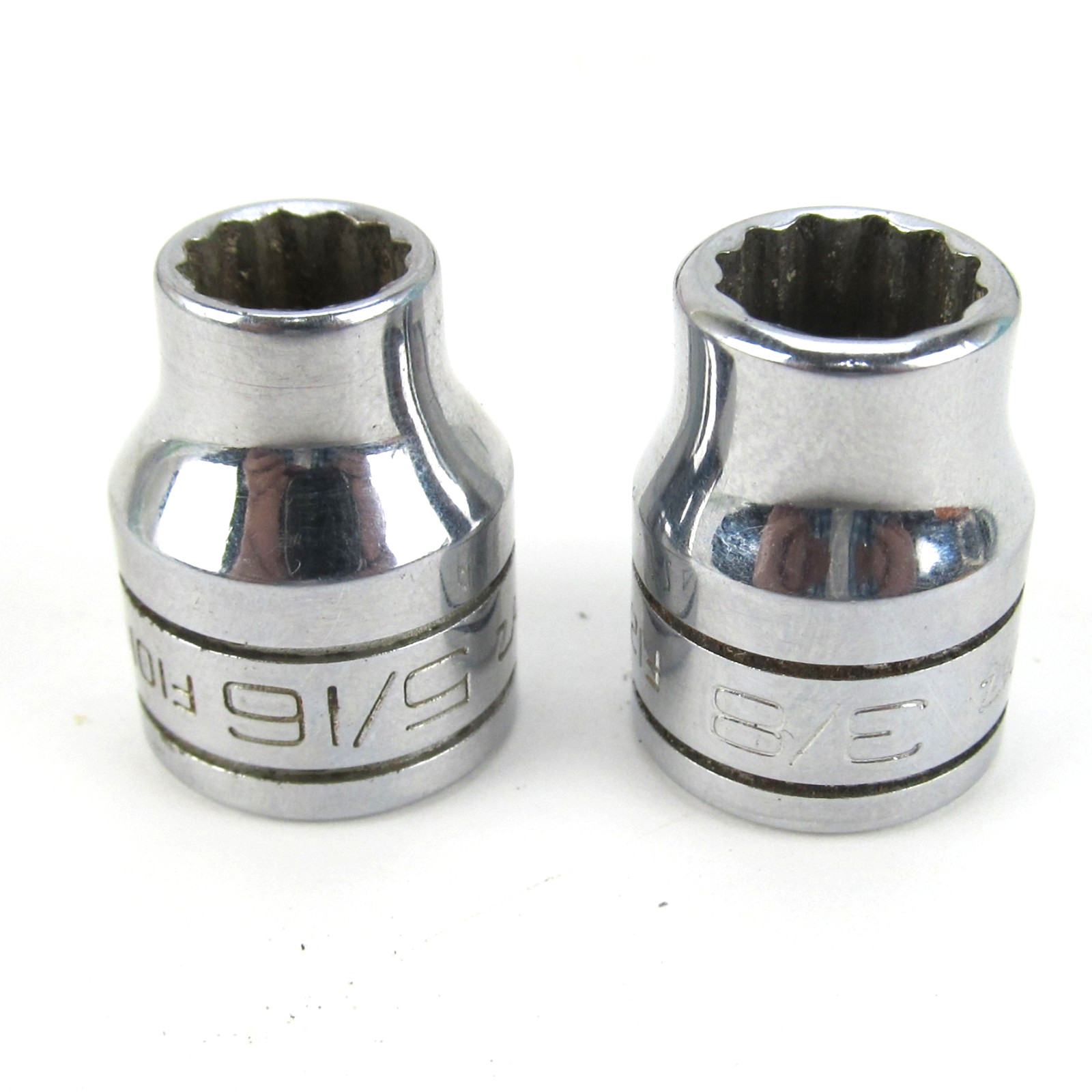 Snap-On Tools 3/8″ Drive 5/16″ 3/8″ Shallow 12 Point Chrome Sockets F101 F121
