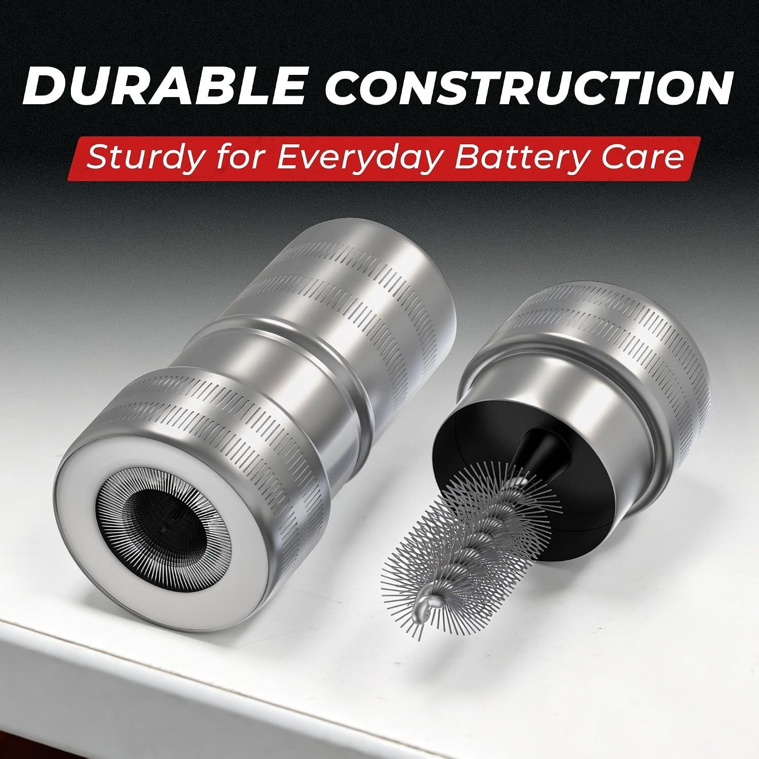 Battery Terminal Cleaner Set: 2 Brushes & 12 Color-Coded Anti-Corrosion Washers
