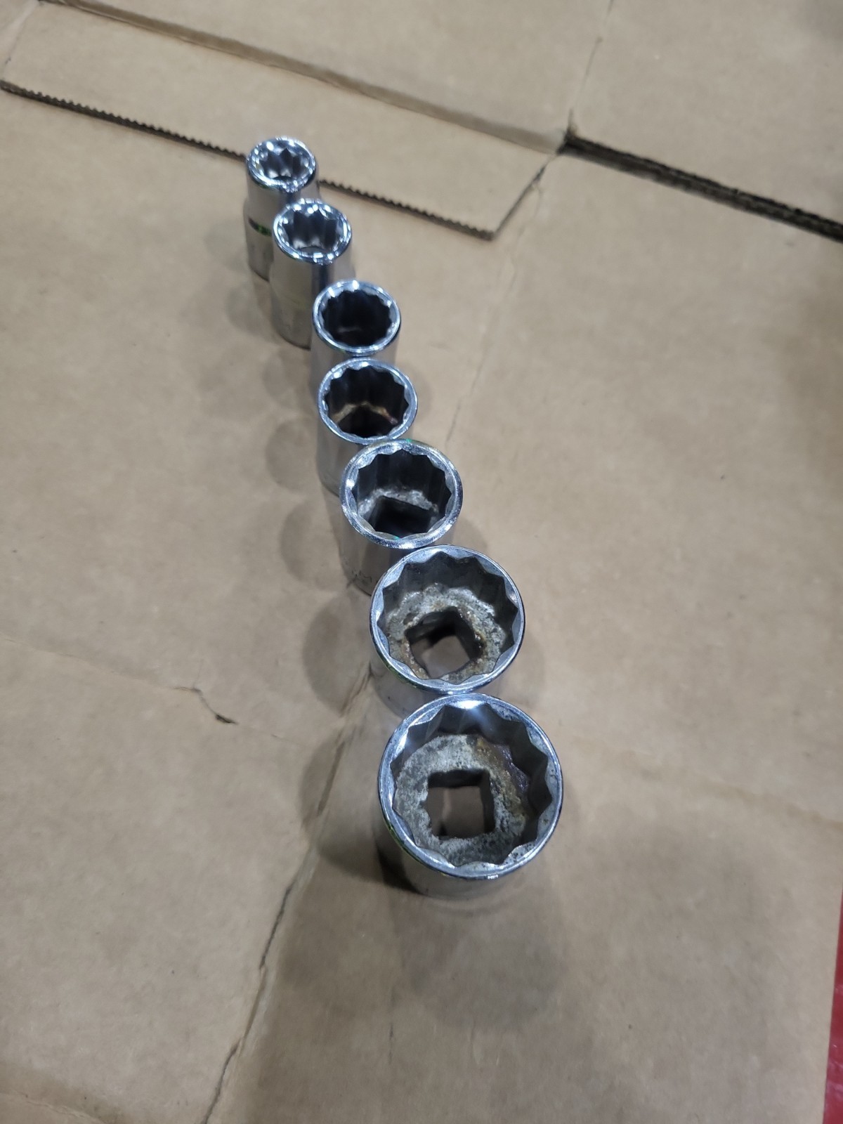 Craftsman 3/8″ Drive Socket lot of 7, Size 1/4,5/16, 7/16, 1/2, 9/16, 3/4,13/16