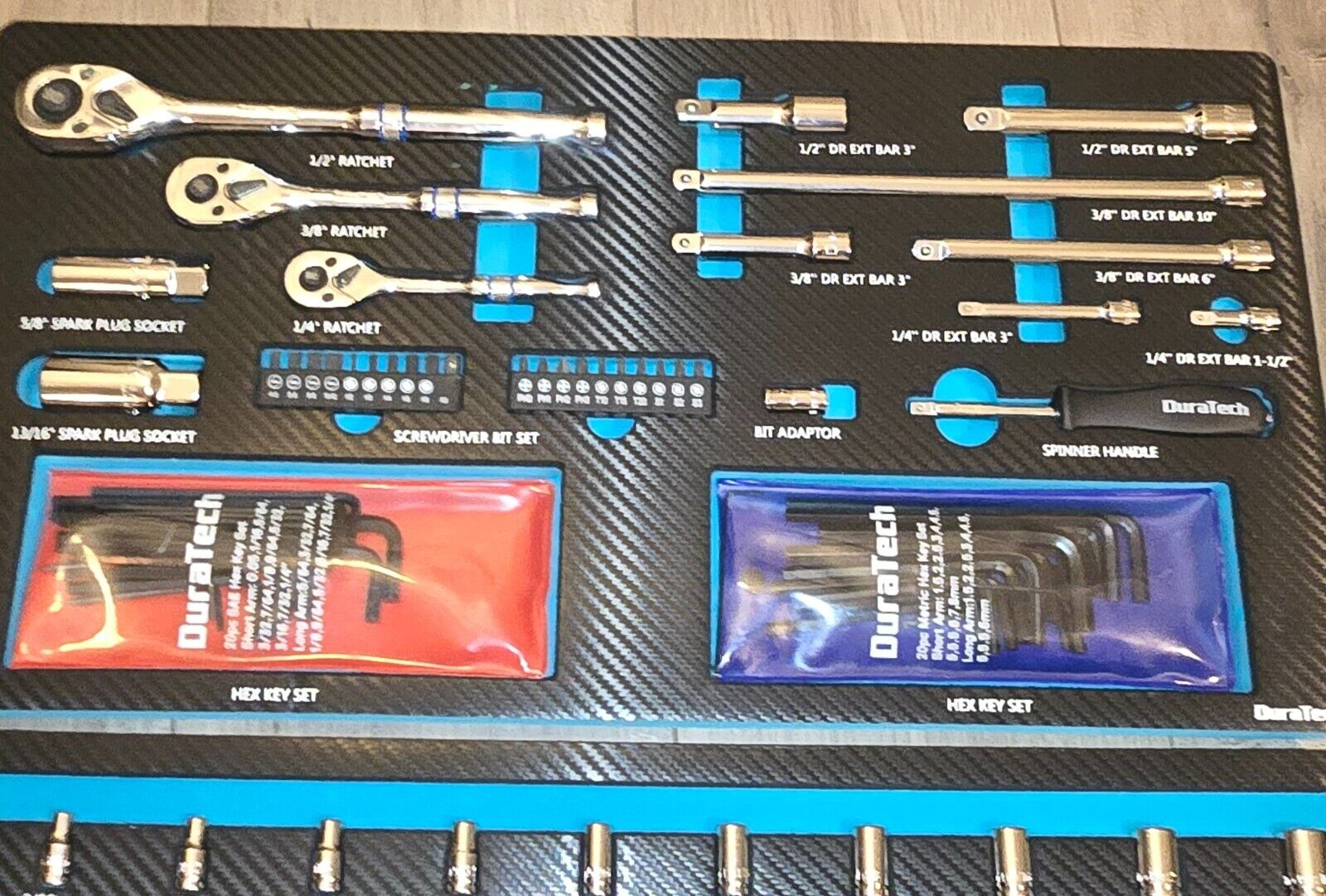 Duratech 149pc Master Socket, Ratchet, Wrench Tool Set in 3 Foam Storage Trays!