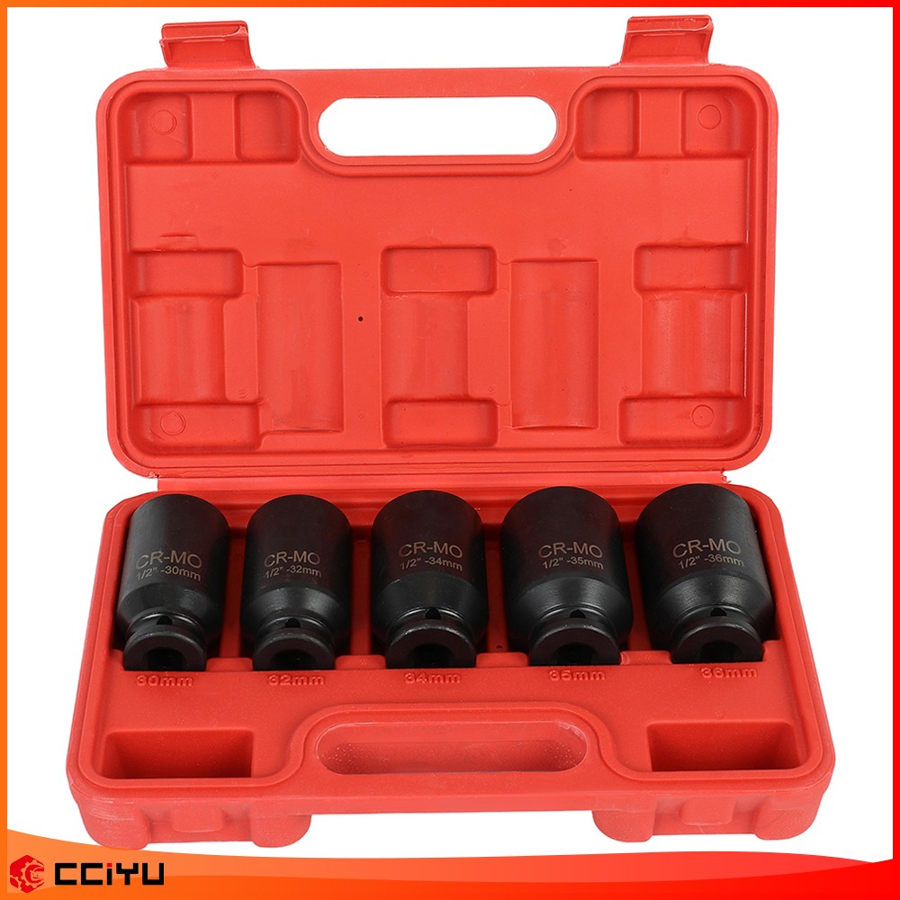 1/2″ Deep Spindle Axle Nut Socket Set 12 POINT METRIC 30 32 34 35 36mm 5pcs