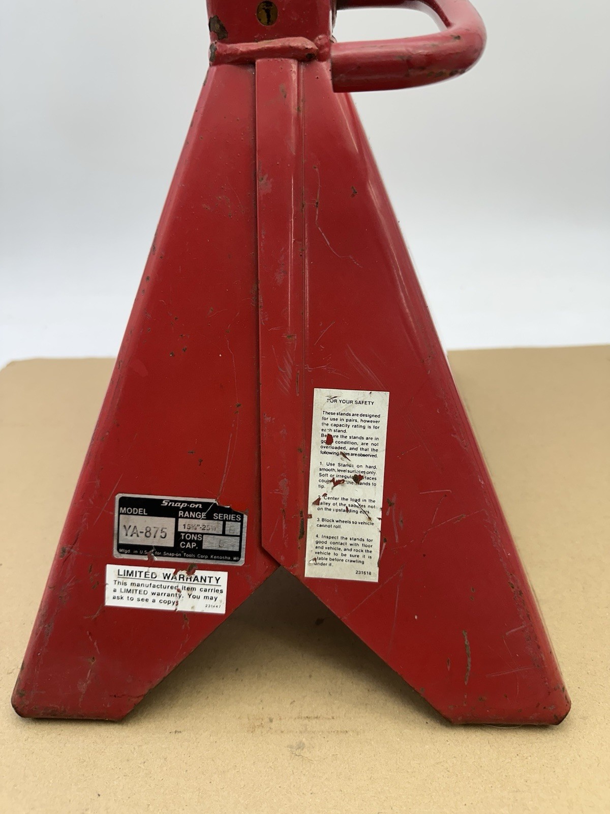Pair of 2 Snap-On Professional Tools USA 5-Ton Capacity Jack Stands Model YA-875