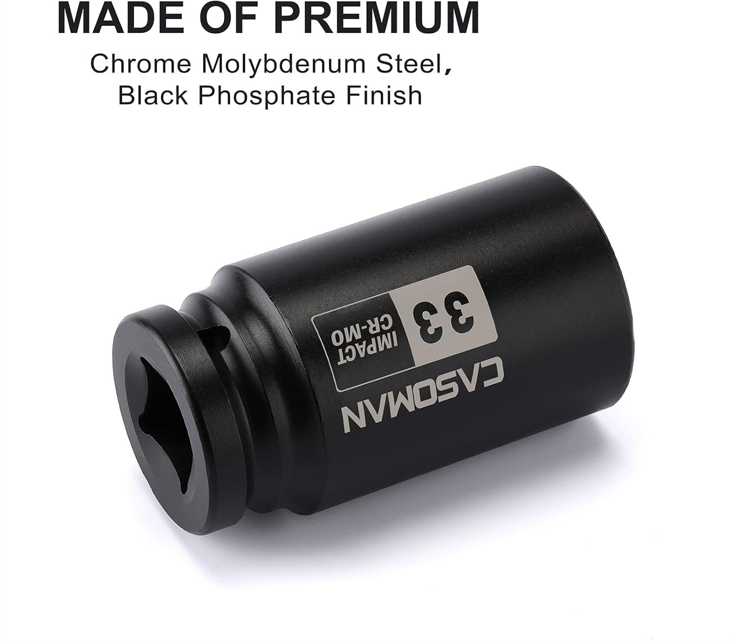 CASOMAN 3/4″ Drive x 33 mm Deep 6 PT Impact Socket, CR-MO, 3/4-inch 33mm