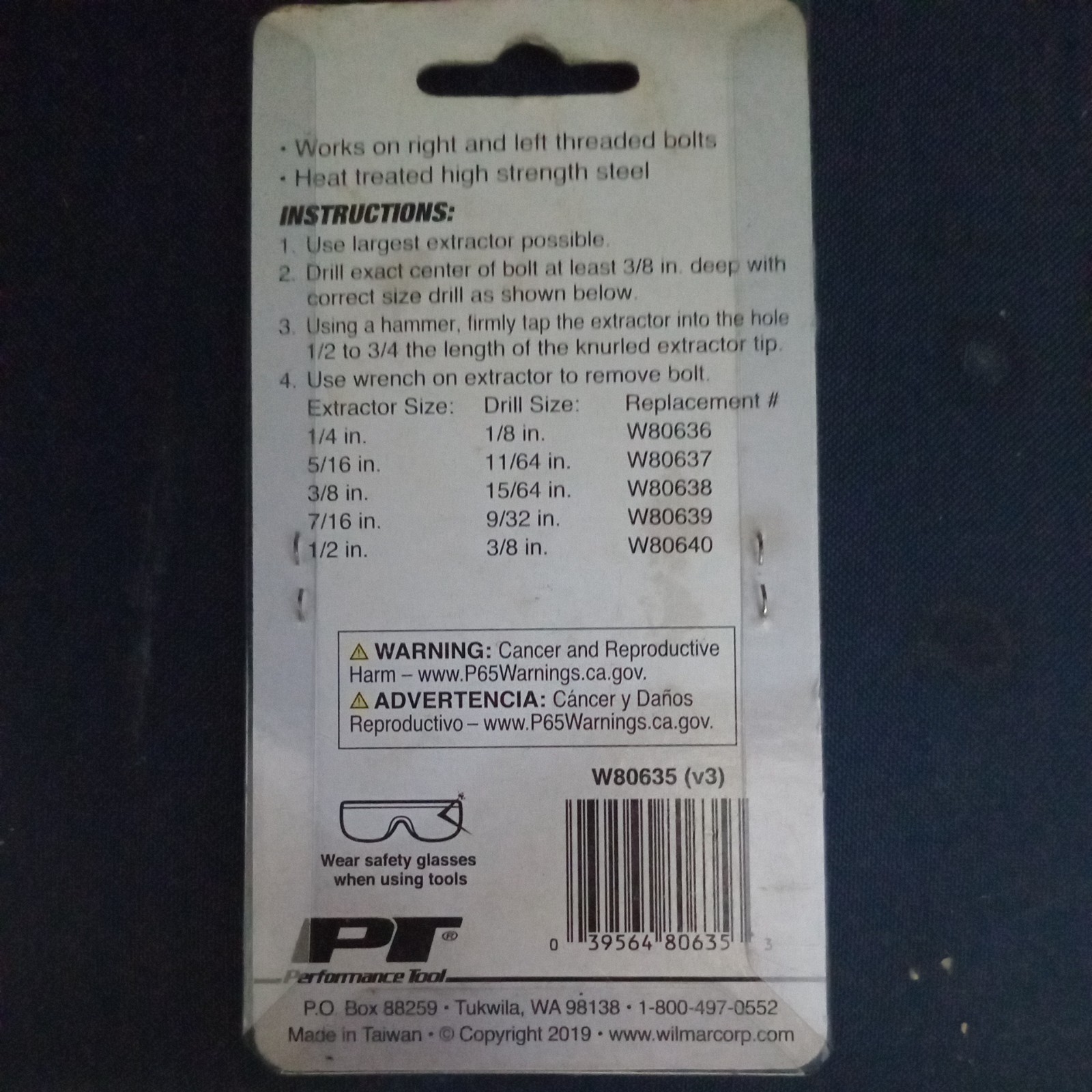 Performance Tool W80635 Bolt Extractor Set 5pc 1/4in – 1/2in