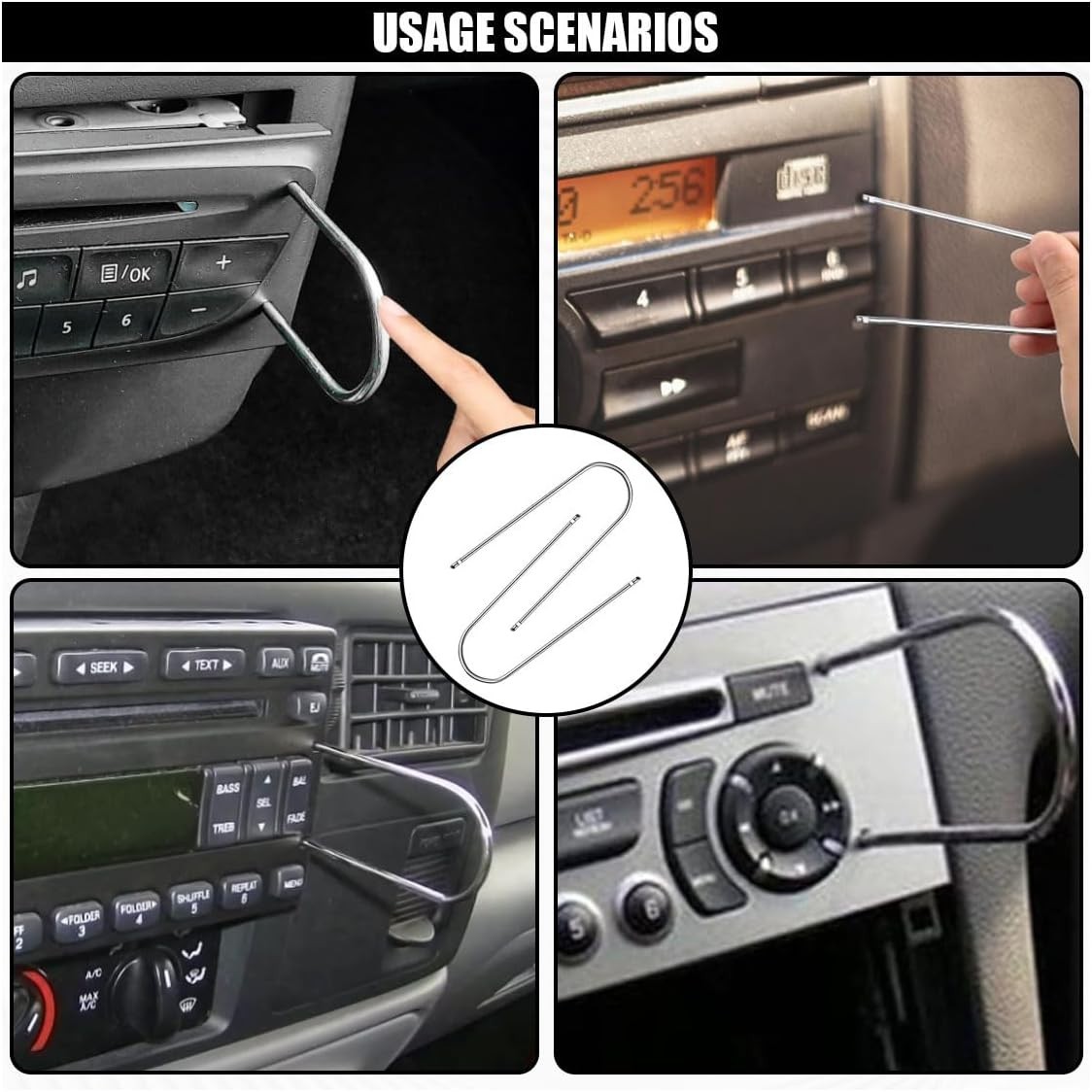 Compact 4PCS U-Shaped Car Radio Removal Tools – Ergonomic Stainless Steel Design