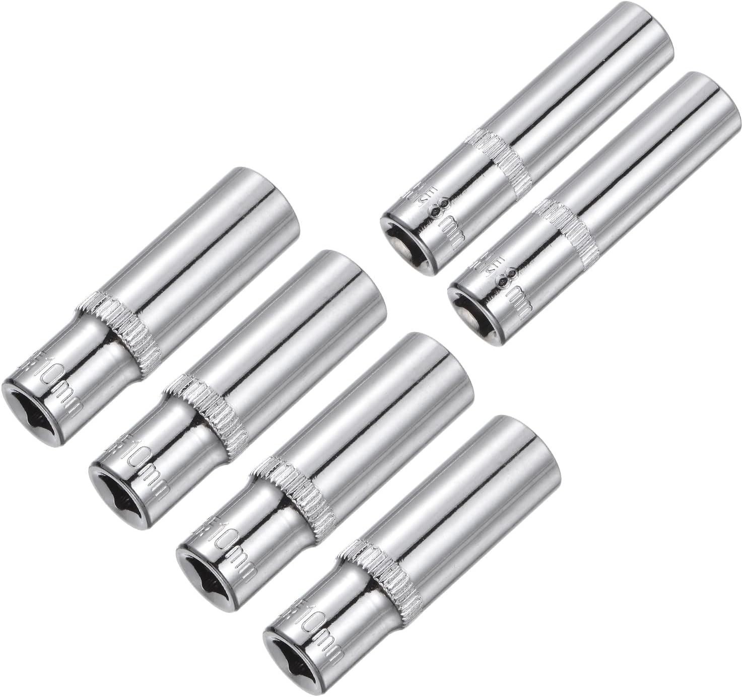 6-Point Shallow Socket, 1/4″ Drive 2pcs 8mm Deep Socket & 4pcs 10mm Deep Sock…
